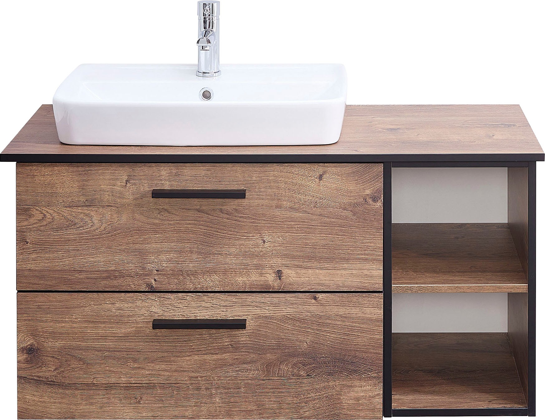 Thumbnail - Saphir Badmöbel-Set "Quickset 374 Keramik-Aufsatzwaschtisch mit Unterschrank, 103 cm breit" 4 Stk. tlg. Waschplatz mit 2...