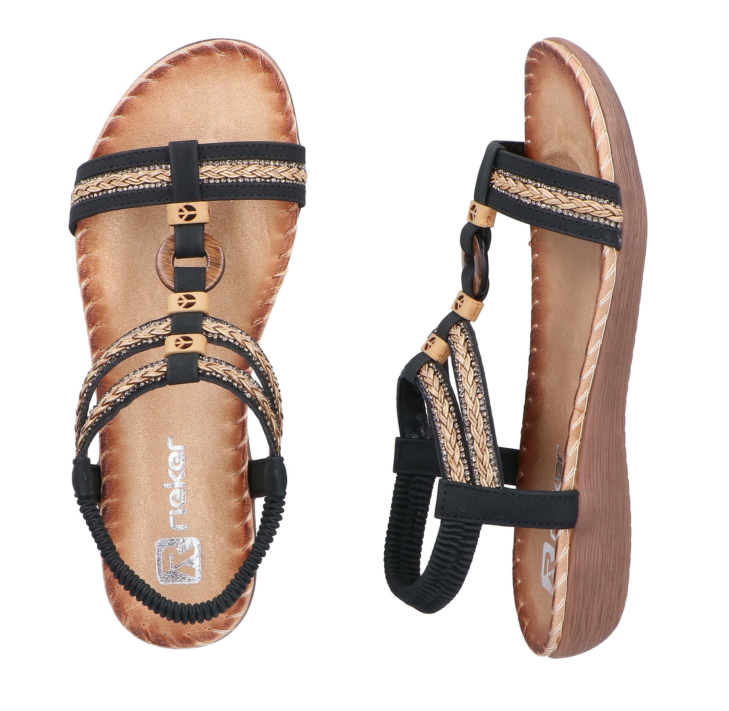 Rieker Sandale  Sommerschuh, Urlaubsschuh, Schlupfsandale mit Gummizug