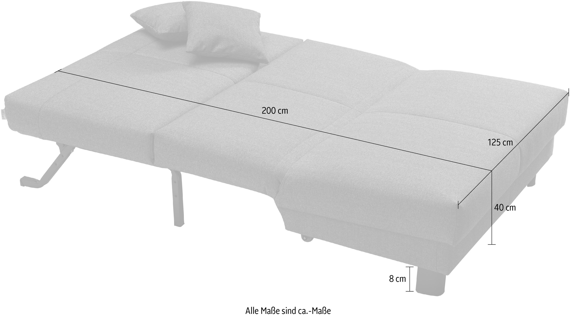 ell + ell Schlafsofa »Enny«, Liegefläche Breite 120 oder 140 cm, Liegehöhe 45 cm, Füße alufarben
