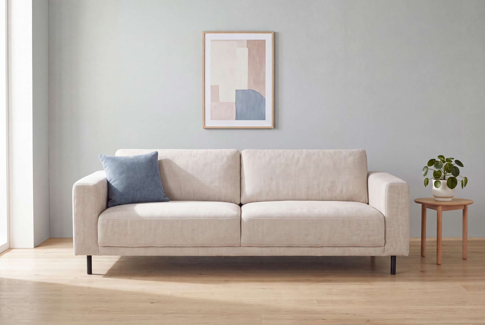 OTTO home 3-Sitzer »Sveeva, B.214 cm, schwarze Metallfüße« langlebiger Webstoff, mit Wellenunterfederung, viele Farben