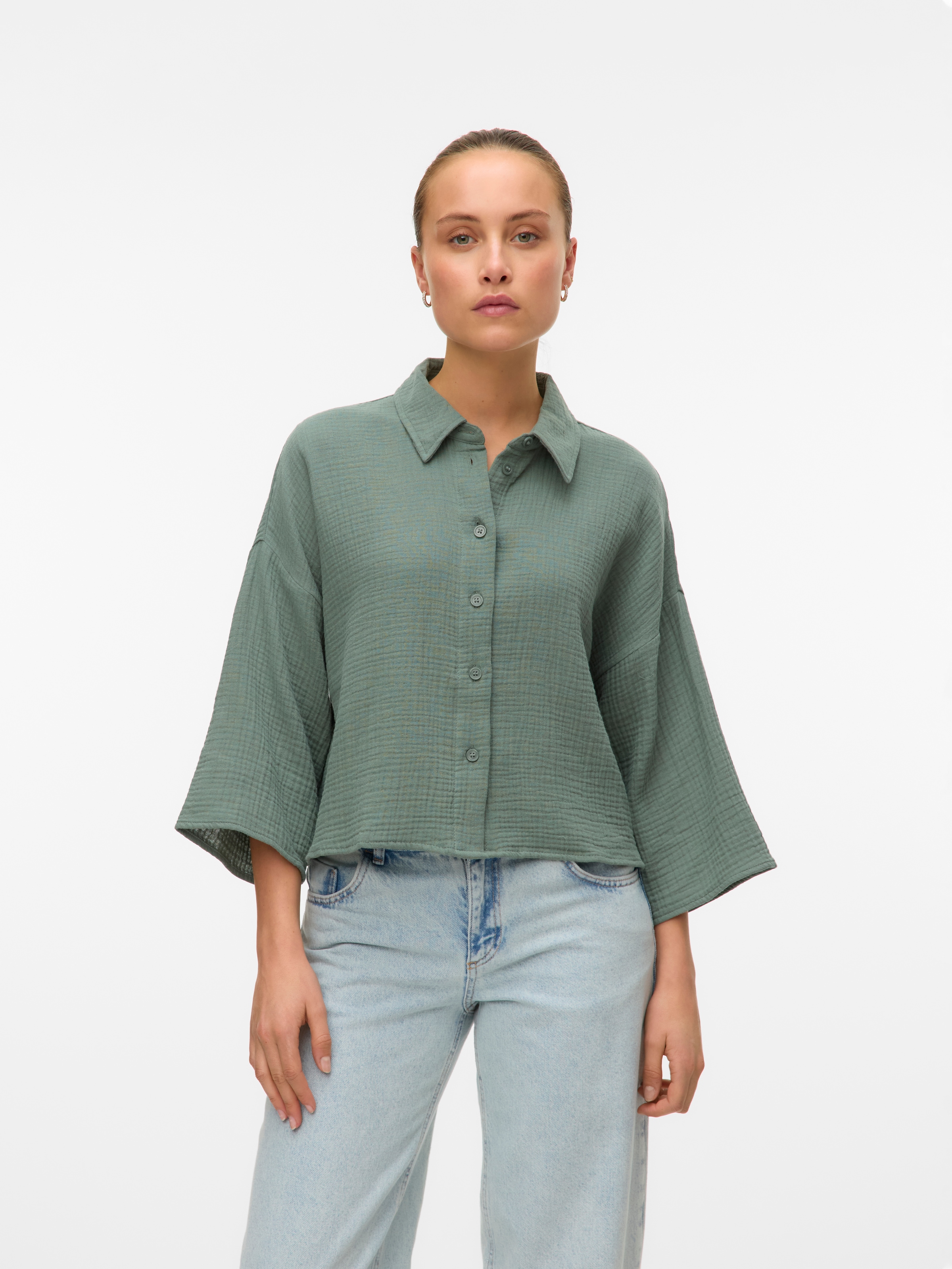Vero Moda Hemdbluse "VMNATALI CROP SHIRT WVN NOOS" Baumwolle, loose fit günstig online kaufen