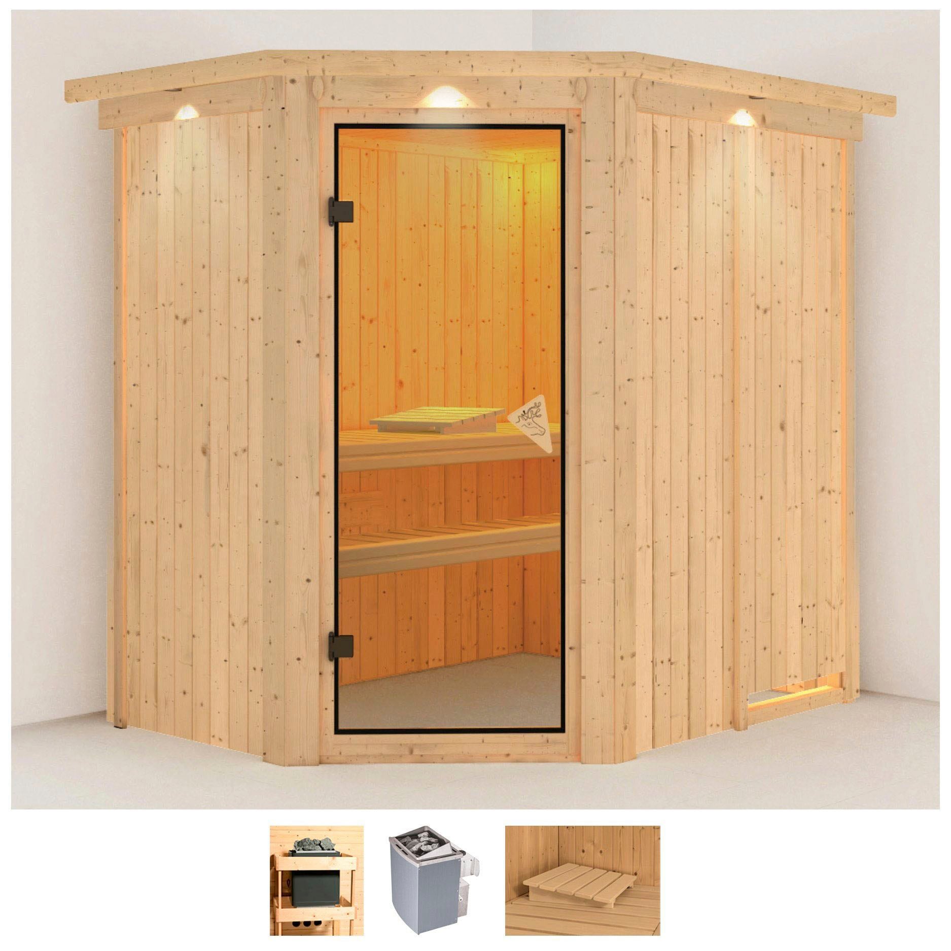 Karibu Sauna "Clara" Set, Ofen 9 kW integr. Strg