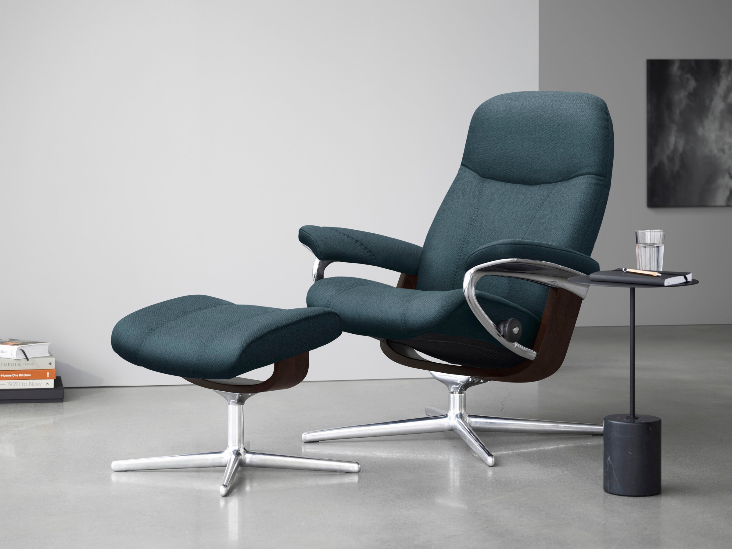 Stressless Fußhocker "Consul", mit Cross Base, Größe S, M & L, Holzakzent Braun