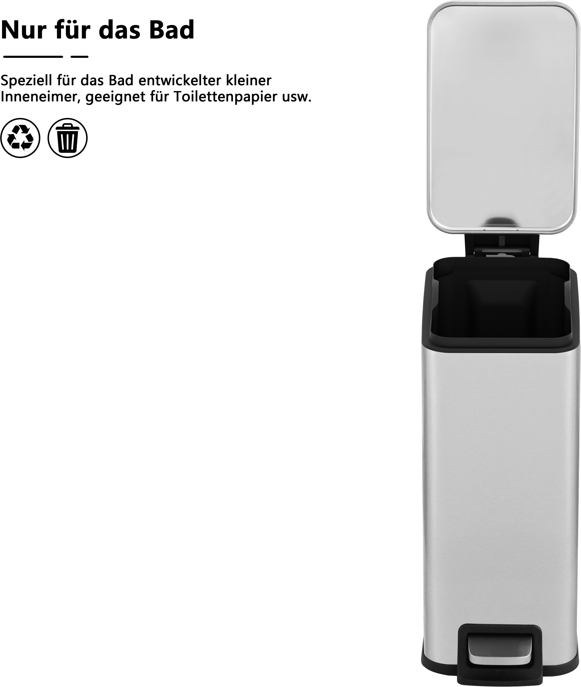 OTTO home Mülleimer »Joonah, mit verzögertem Schließmechanismus, schmal und kompakt« 1 Behälter Nischen-Mülleimer, Treteimer, Kosmetikeimer mit Deckel