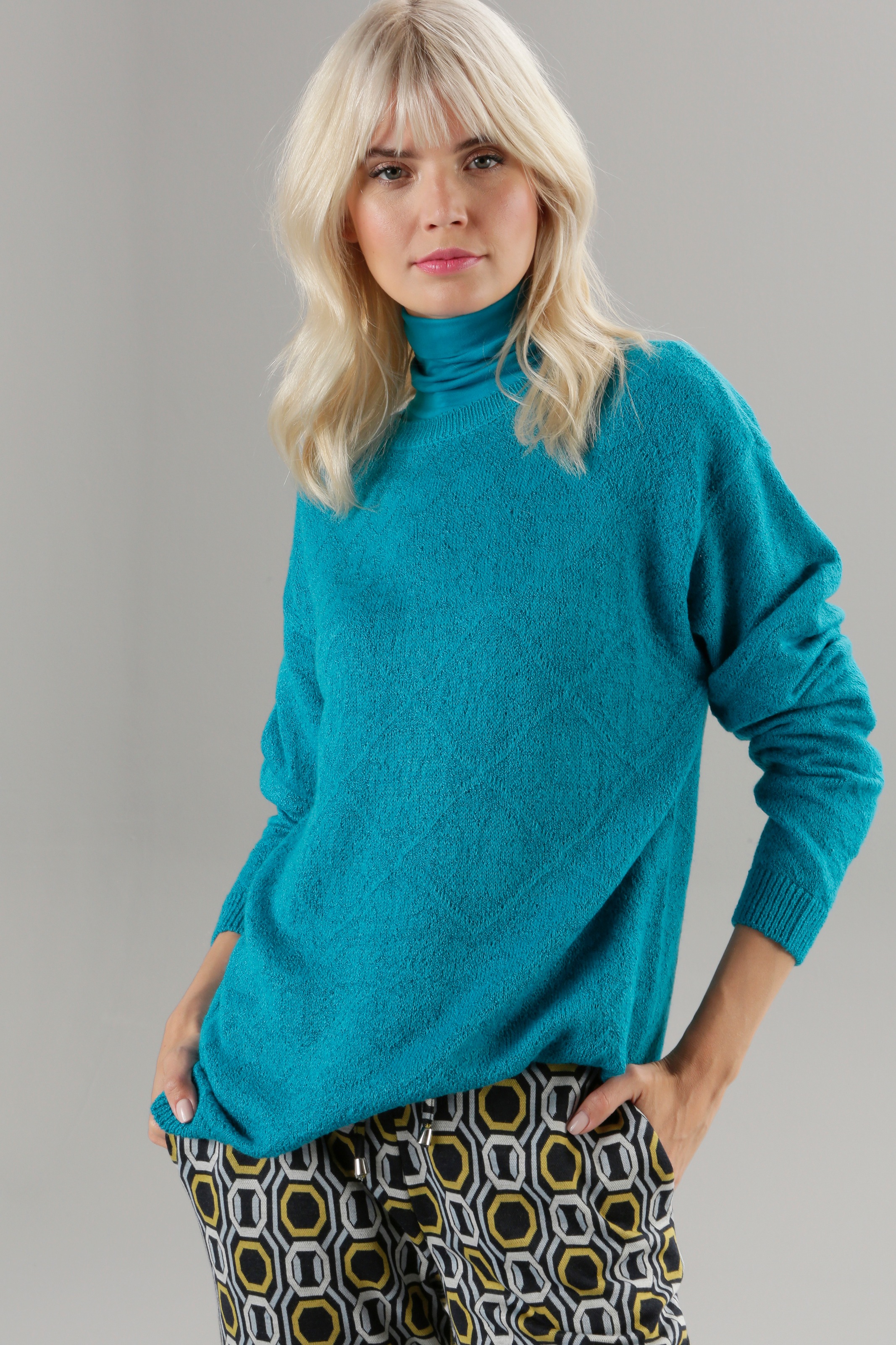 Aniston SELECTED Strickpullover, mit eingestricktem Rautenmuster günstig online kaufen