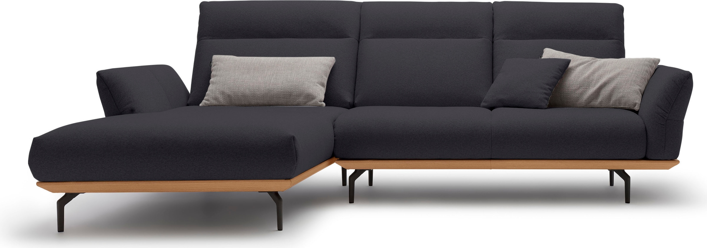 Creation BY ROLF BENZ Ecksofa "CR.460 Designsofa mit verstellbarer Rückenlehne, hochwertig & bequem" Sockel in Eiche, Alugussfüße in umbragrau, Breite 298 cm