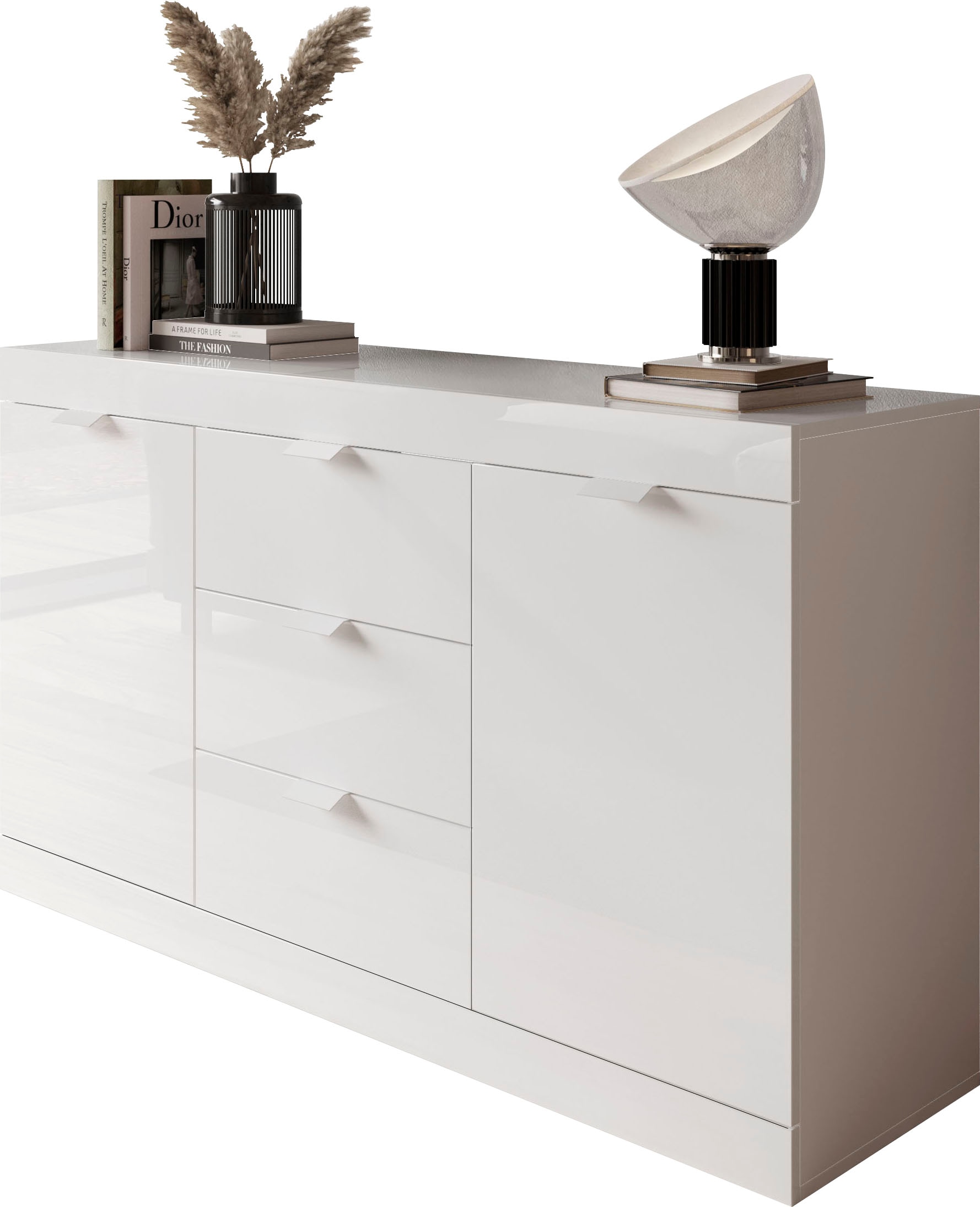 INOSIGN Sideboard »Slim«, Breite 136 cm, weiß Hochglanz Lack