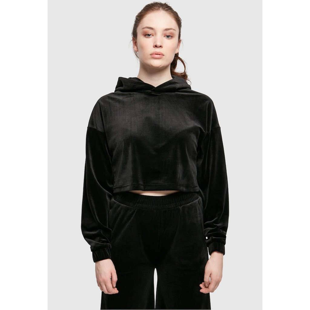 URBAN CLASSICS Kapuzenpullover »Urban Classics Damen Ladies Cropped Velvet Oversized Hoody«, (1 tlg.)