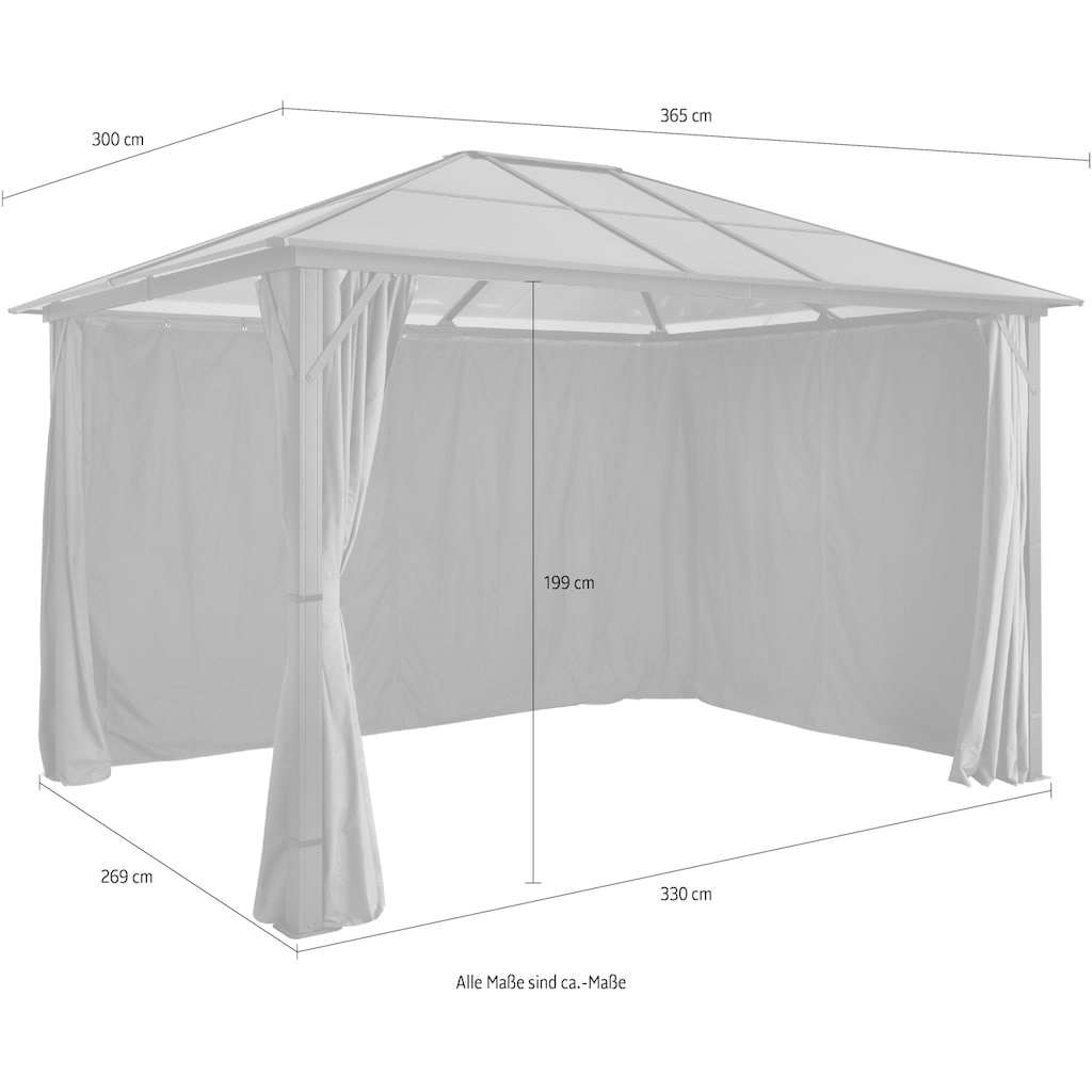 KONIFERA Pavillon »Aruba 2.0«, BxT: 300x365 cm, Aluminium, Polycarbonat-Dachplatten