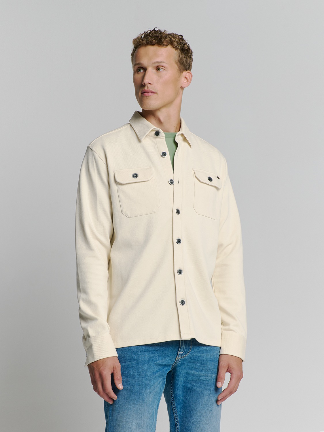 NO EXCESS Langarmhemd "No Excess Sweat Overshirt mit Knopfverschluss" günstig online kaufen