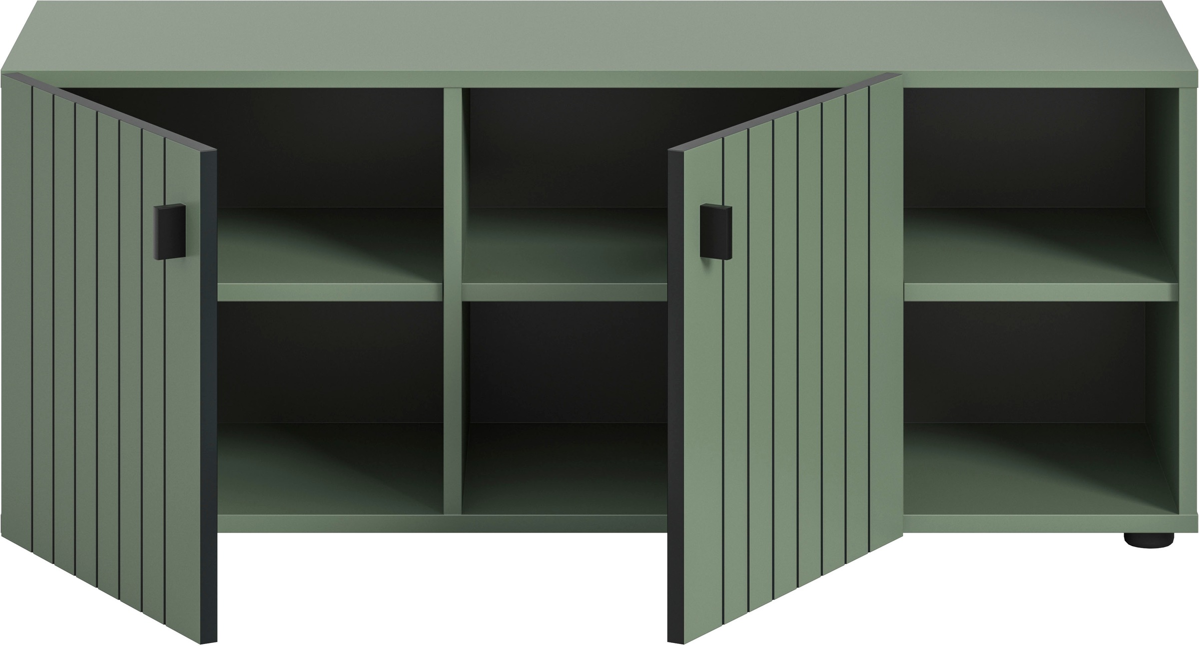 Sitzbank HOME AFFAIRE "TATIO, 106x43x37 cm, 2 Türen, 2 offene Fächer", smoke grün nachbildung, B:106cm H:44cm T:37cm, FSC-zertifizierter Holzwerkstoff, Sitzbänke, Sitzbank, Garderobensitzbank, Sitzbank Flur mit Stauraum, Sitzkissen wählbar 3