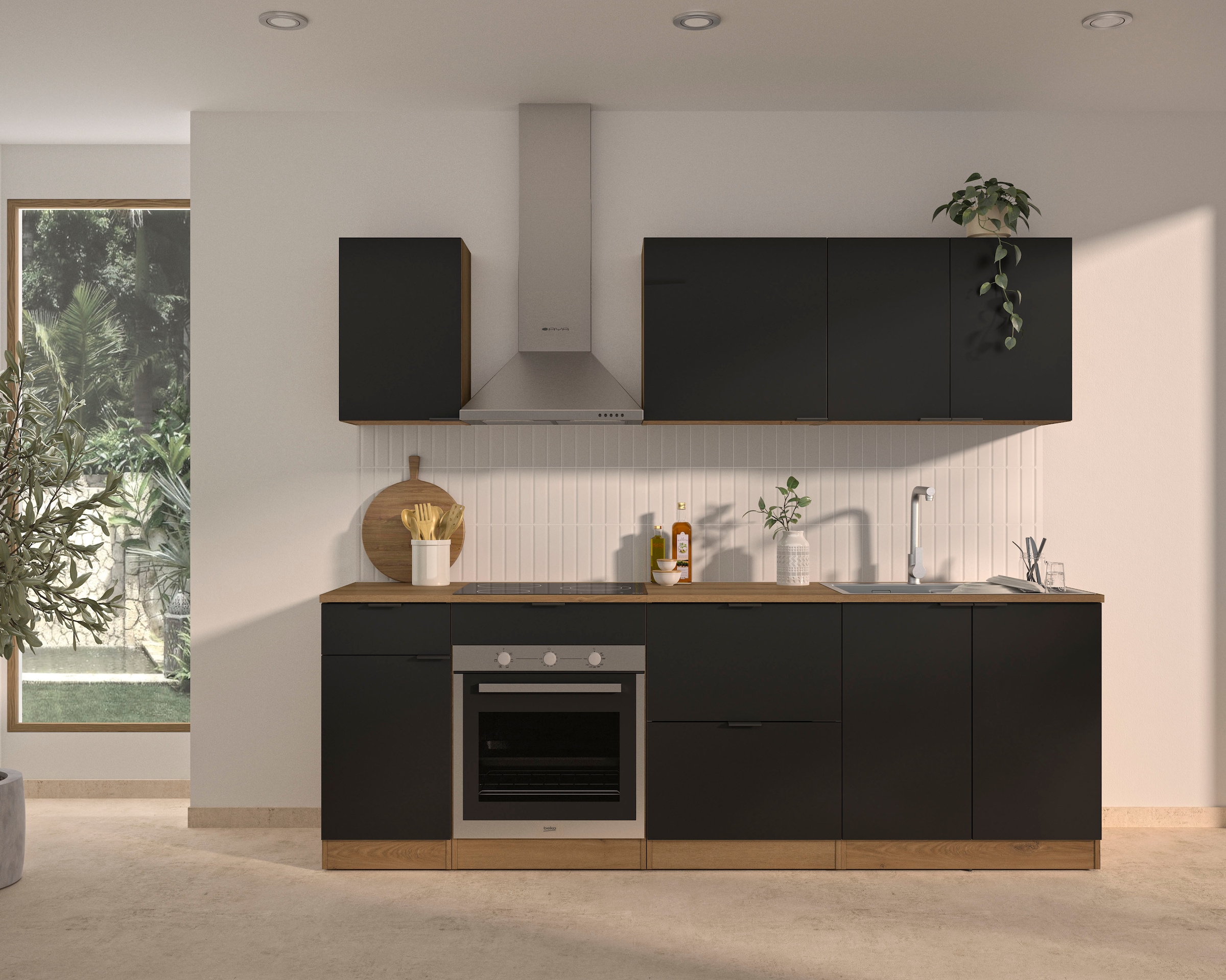 Gami Küchenzeile "240 cm EDEN ohne E-Geräte" mit melaminbeschichteter Oberf günstig online kaufen