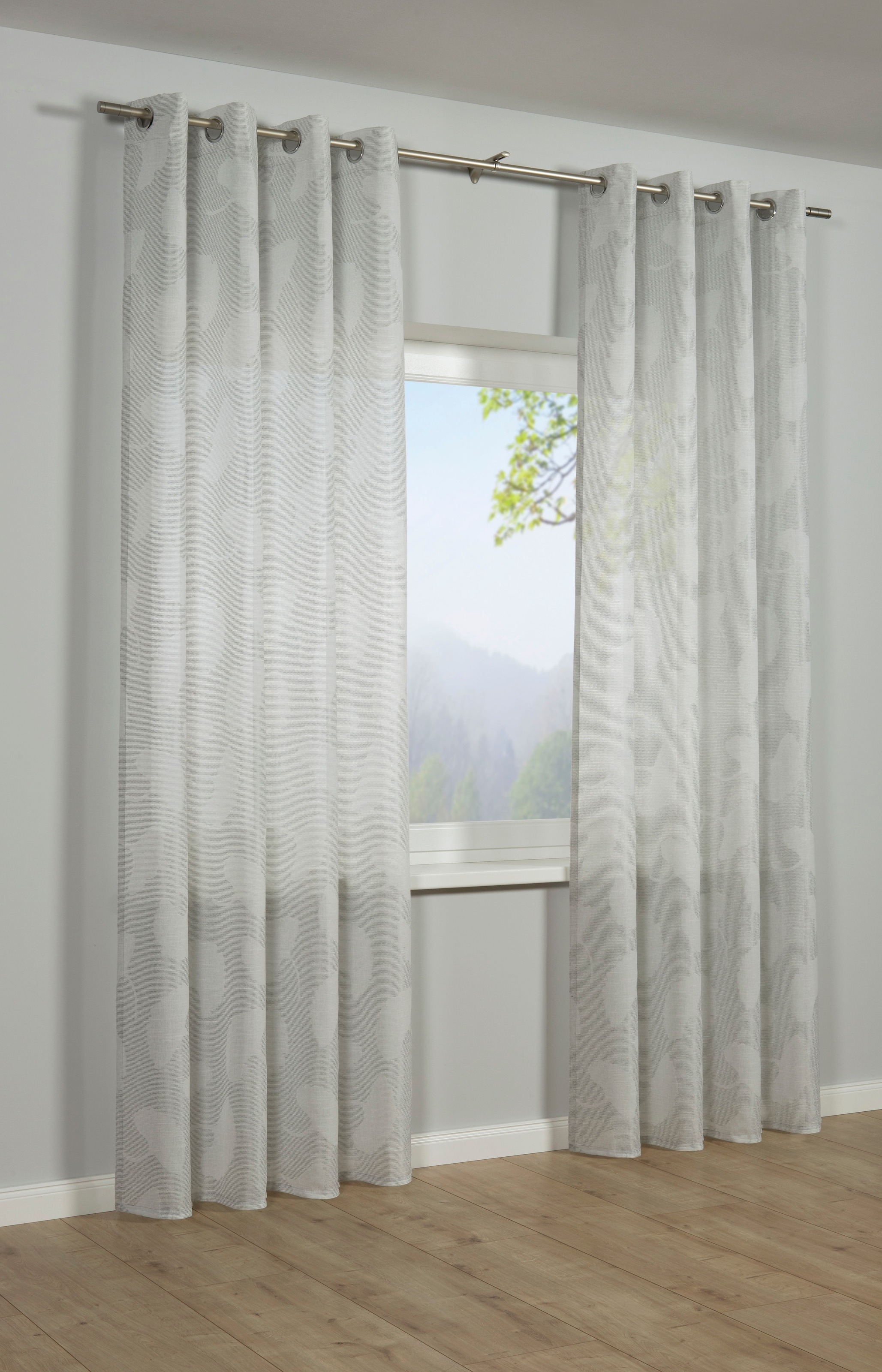 Sehlbach Gardine "Schal in Jacquard-Webart Gingko-Blatt" Ösen 1 Stk. tlg. m günstig online kaufen