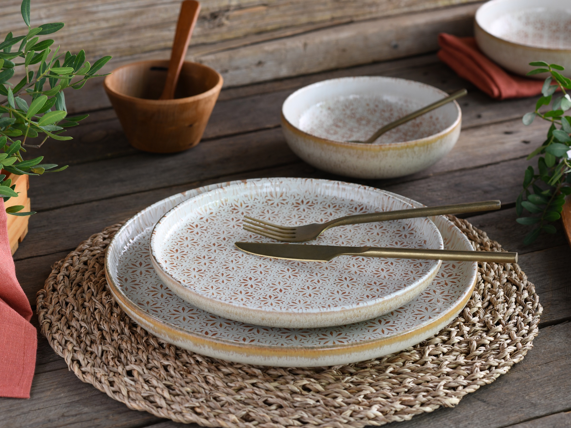 CreaTable Teller-Set »Uno Emiliana, Tellerset 12-tlg«, (Set, 12 tlg.), Shabby Look, Vintage Style
