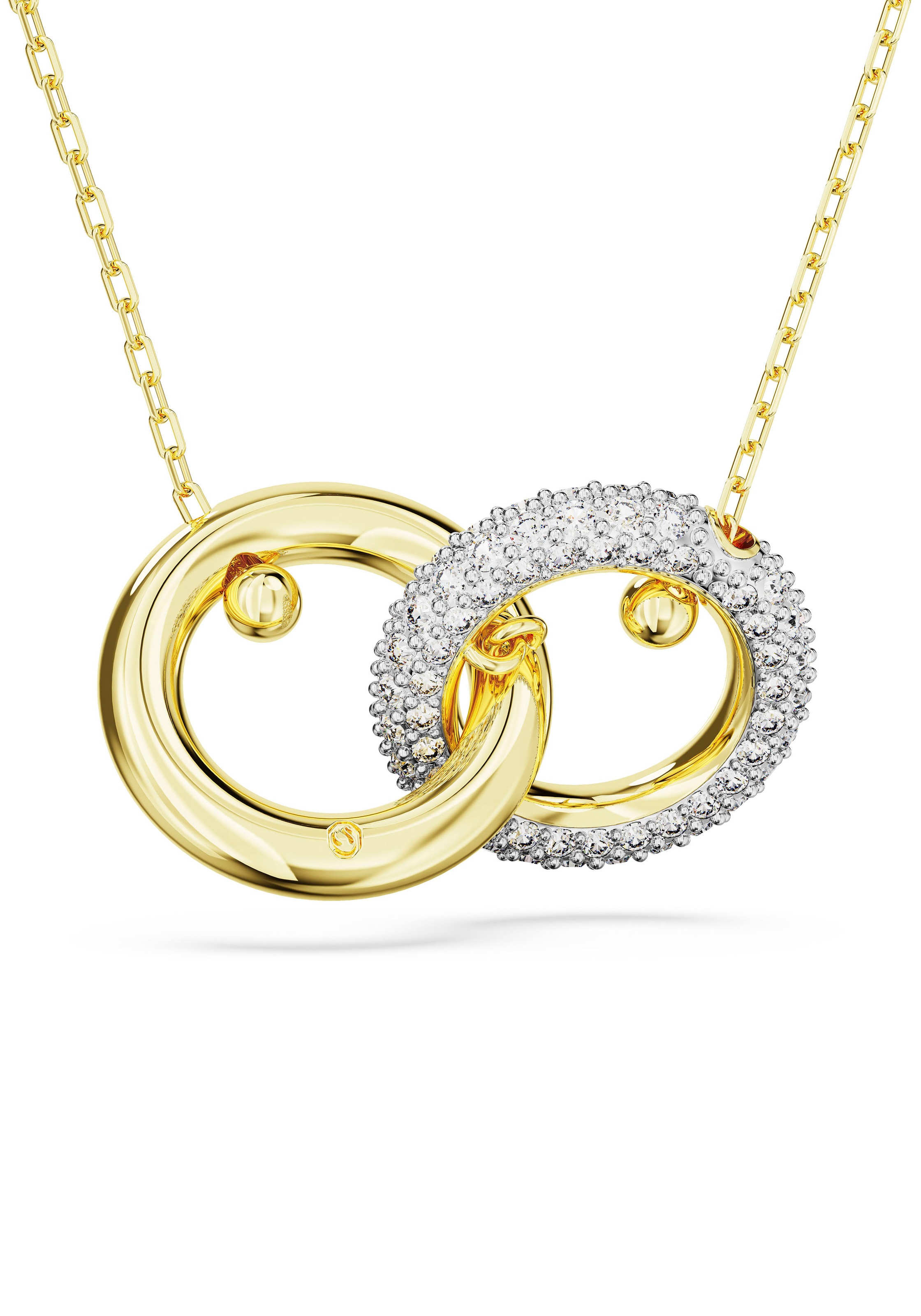 Kette mit Anhänger SWAROVSKI "DEXTERA INTERLINKED", gold (gelbgoldfarben, kristallweiß), Halsketten, Damen, Metall, L: 45 B: 27mm, mit Swarovski Kristall, B:27mm 3