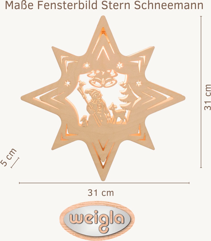 Weigla Dekostern "Schneemann, beleuchtetes Fensterbild, NATUR, Made in Germ günstig online kaufen