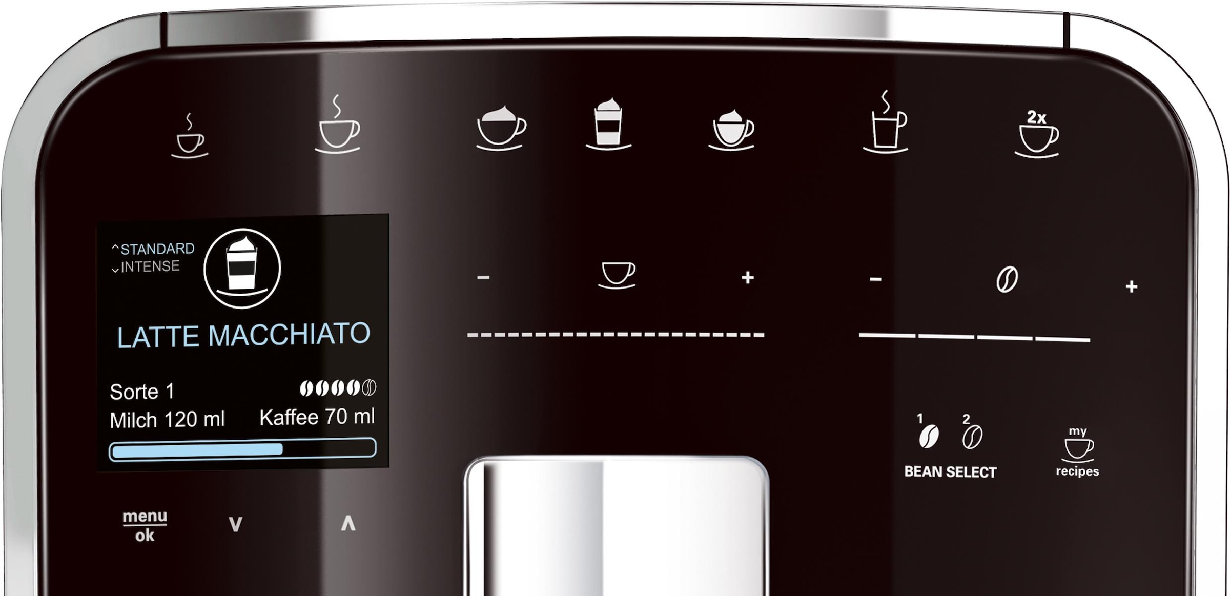 Melitta Kaffeevollautomat »Barista TS Smart® F850-101, silber«, 21 Kaffeerezepte & 8 Benutzerprofile, 2-Kammer Bohnenbehälter