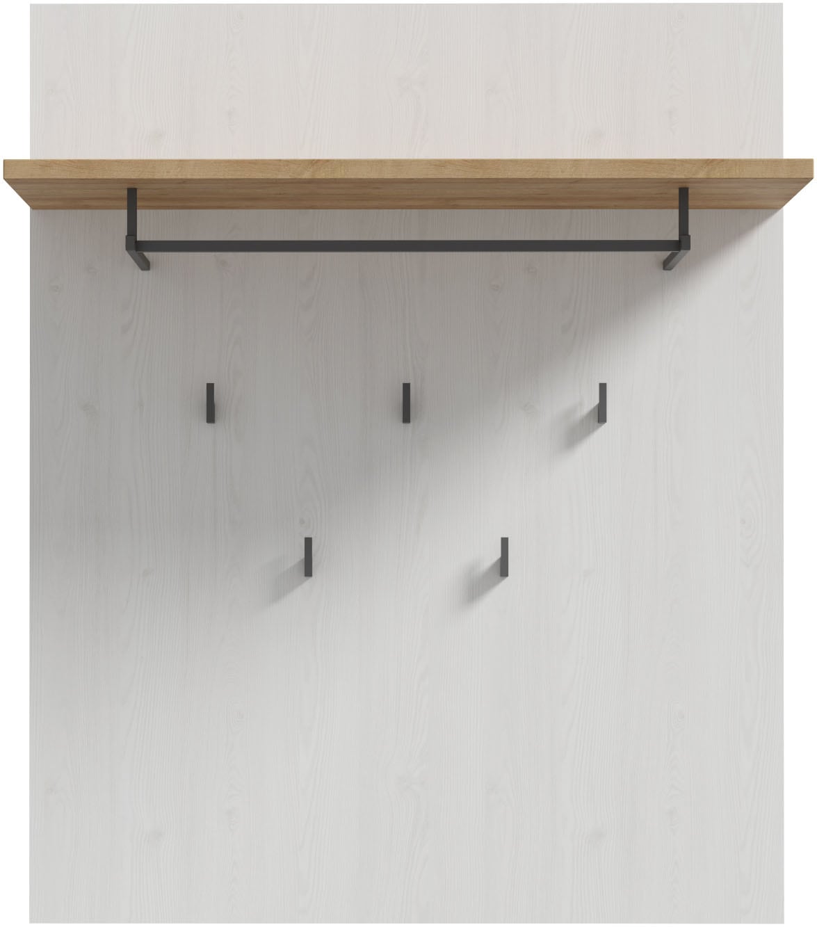 FORTE Garderobenpaneel "Bohol Paneel 5 Haken, Kleiderstange, Ablageboden" B/H/T 86,5/1056/30 cm