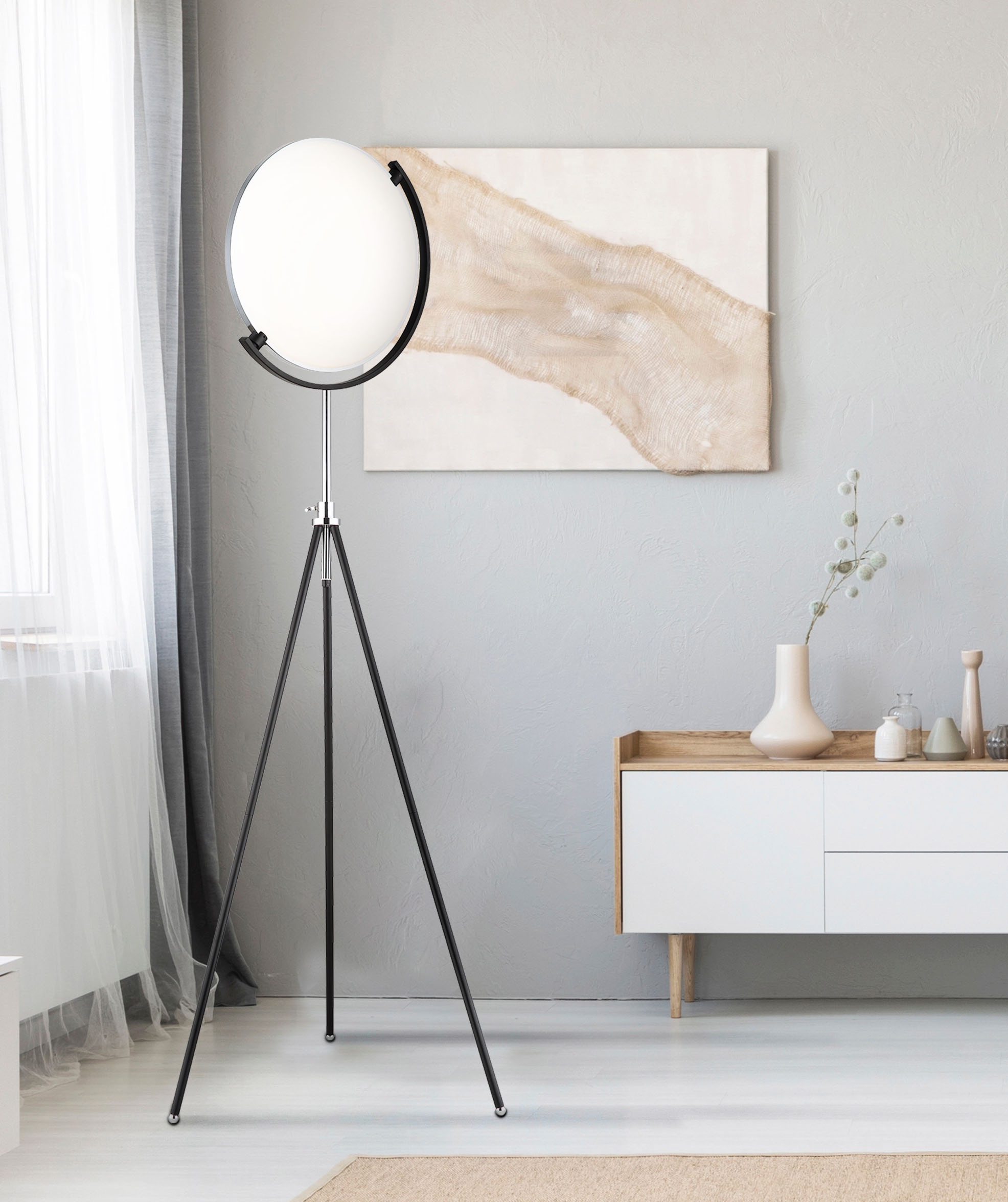 GLOBO LIGHTING Stehlampe »MIRO« LED-Modul 1 Stk. LED Stehleuchte schwarz, dimmbar, Memory, RGB, höhenverstellbar
