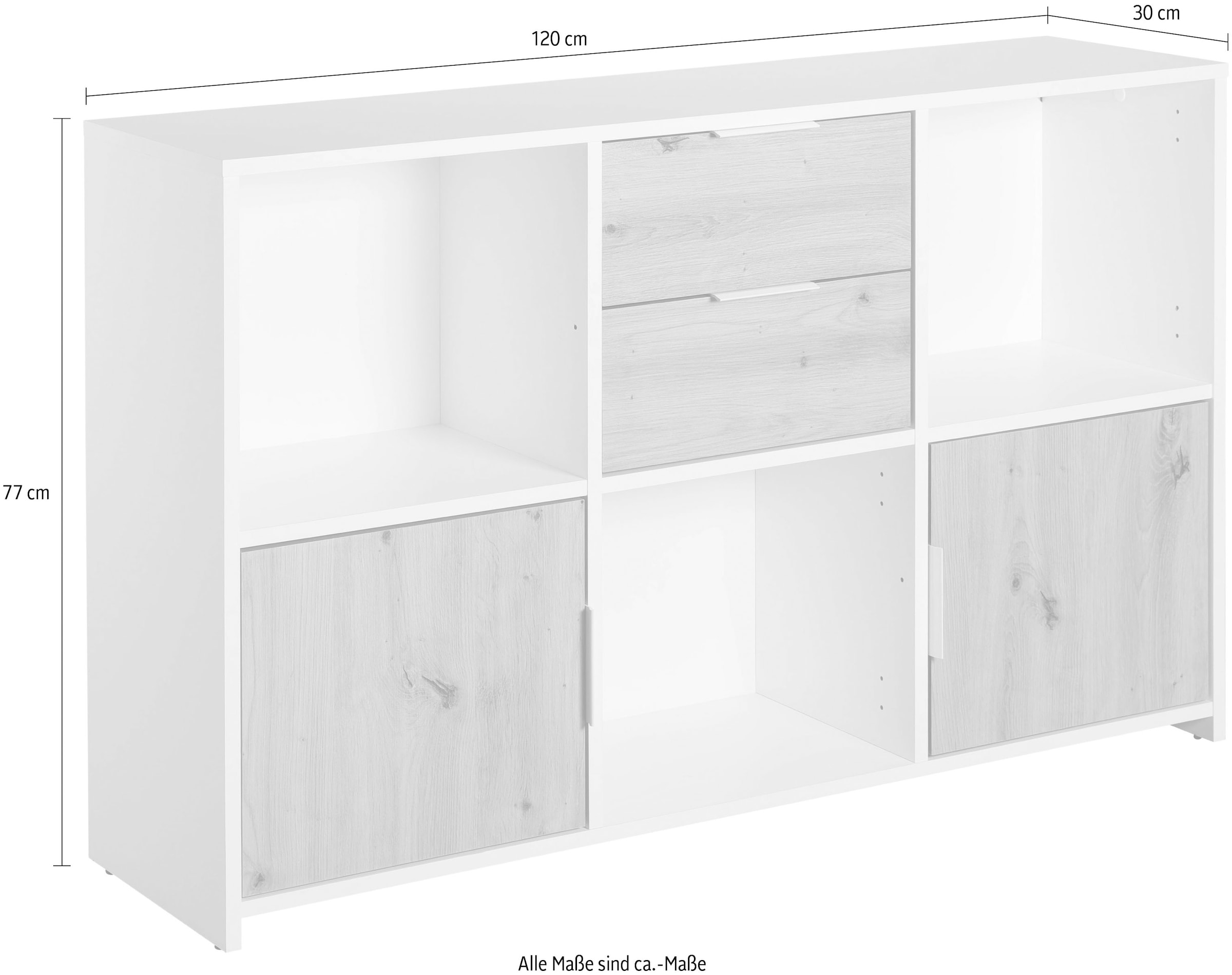 Inter Link Sideboard »Sideboard Pepeto« 1 Stk. tlg. Modular, individuelle Gestaltung, BxTxH: ca. 120 x 30 x 77 cm