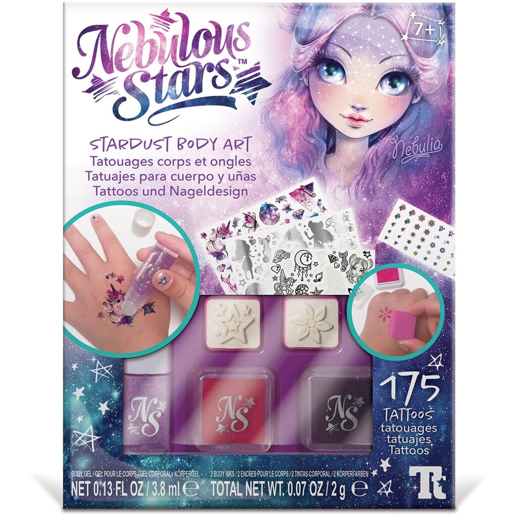 Nebulous Stars Kreativset »Tattoos und Nageldesign«, (Set), Körperfarbe abwaschbar