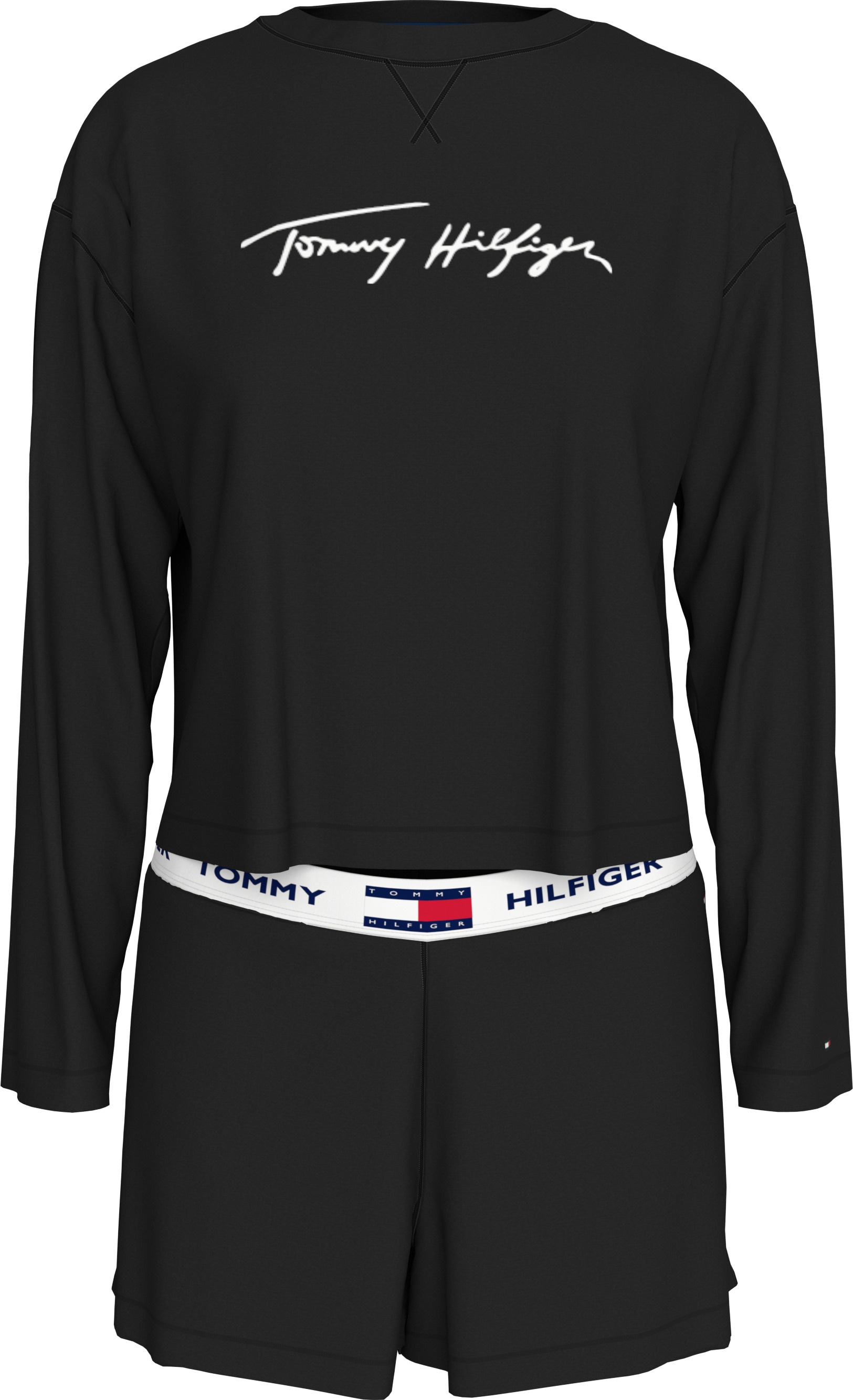 Tommy Hilfiger Underwear Pyjama »LS SHORT PJ SET (EXT.SIZE)«, (Set, 2 tlg., 2tlg), mit Logo-Schriftzüge