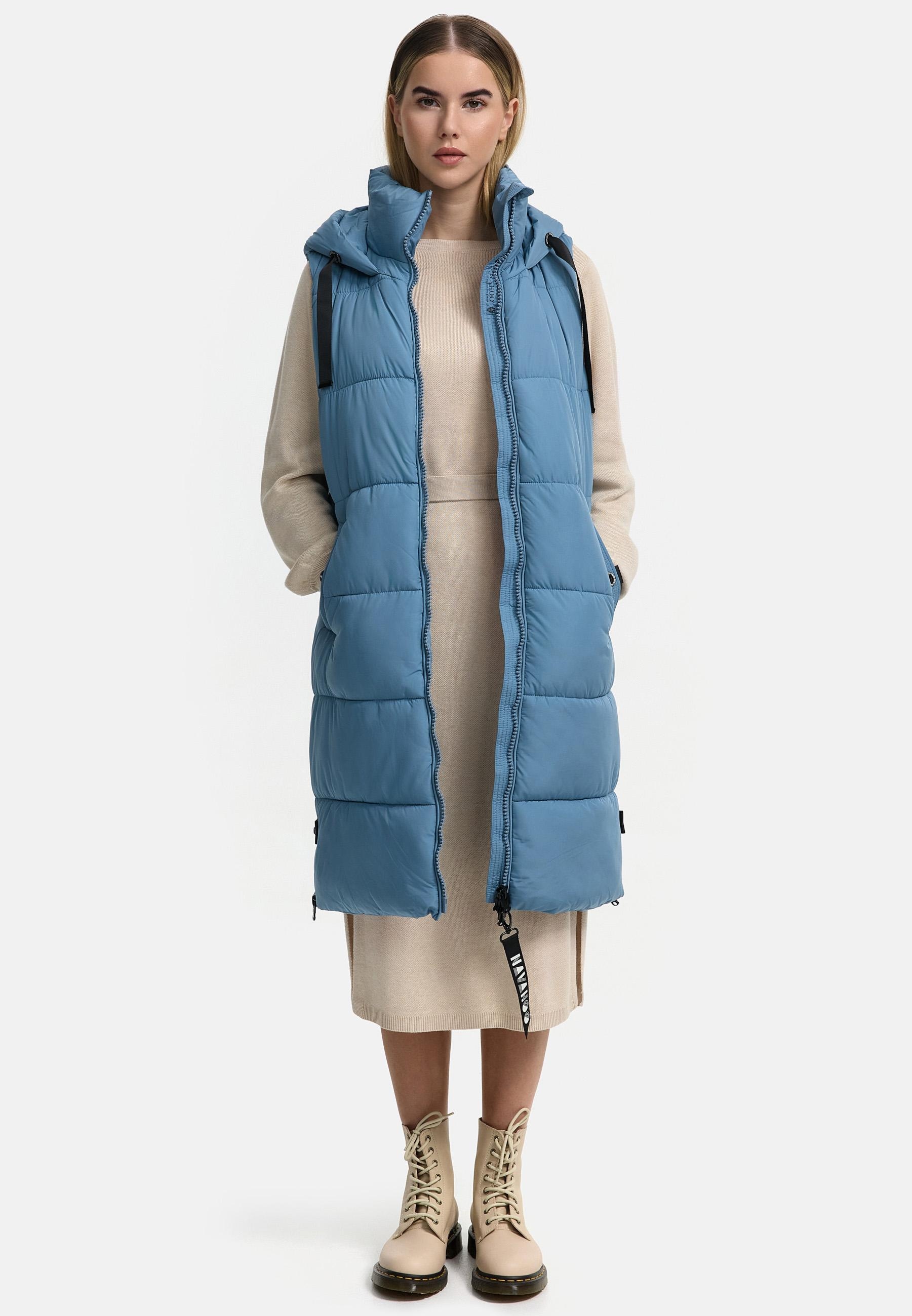 Navahoo Steppweste »Schnuffelchen«, (1 tlg.), warme Damen Outdoor-Weste lang mit Kapuze