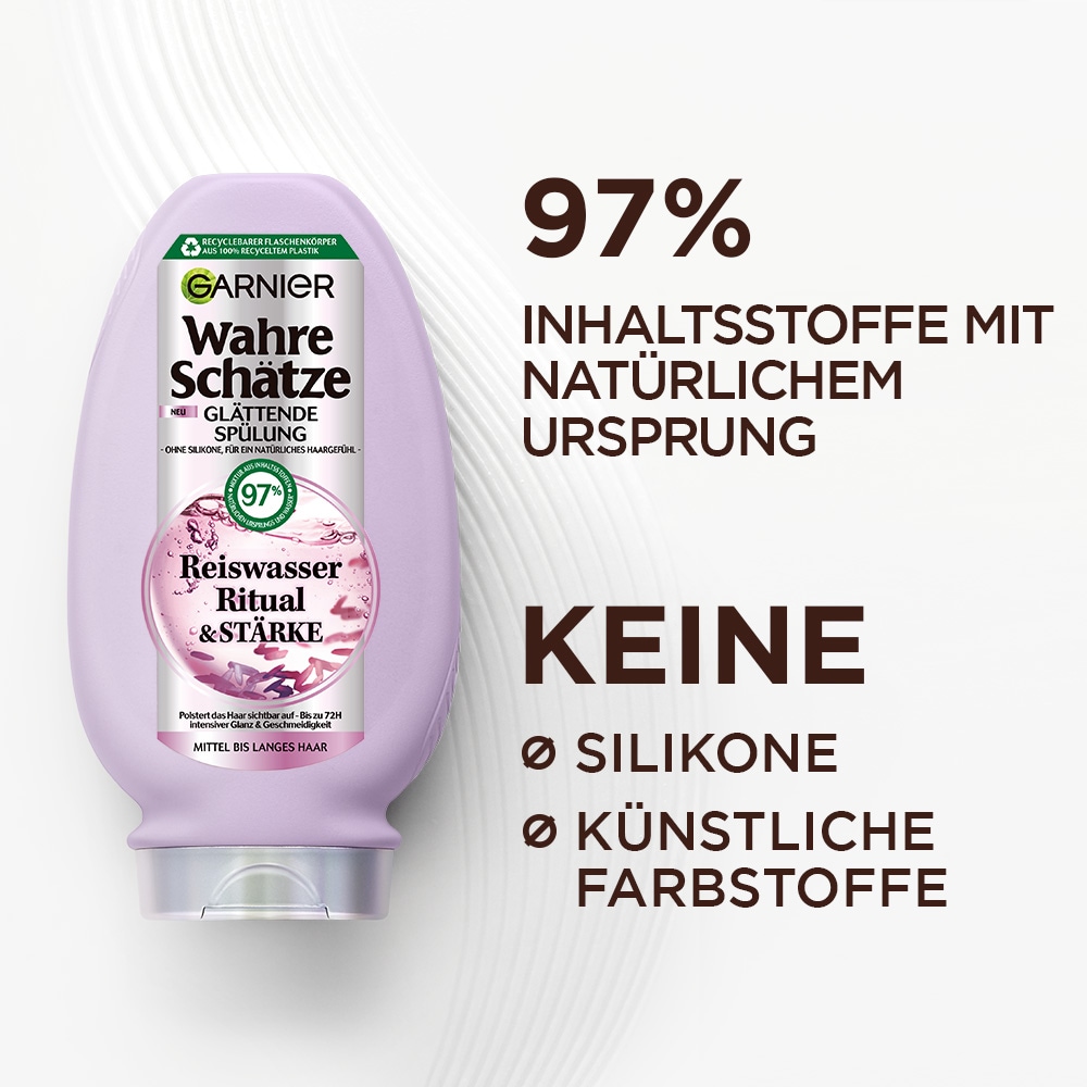 GARNIER Haarspülung »Garnier Wahre Schätze Reiswasser Ritual Spülung (6er Packung)« mit Reiswasser und Stärke, ohne Silikone, vegane Haarspülung