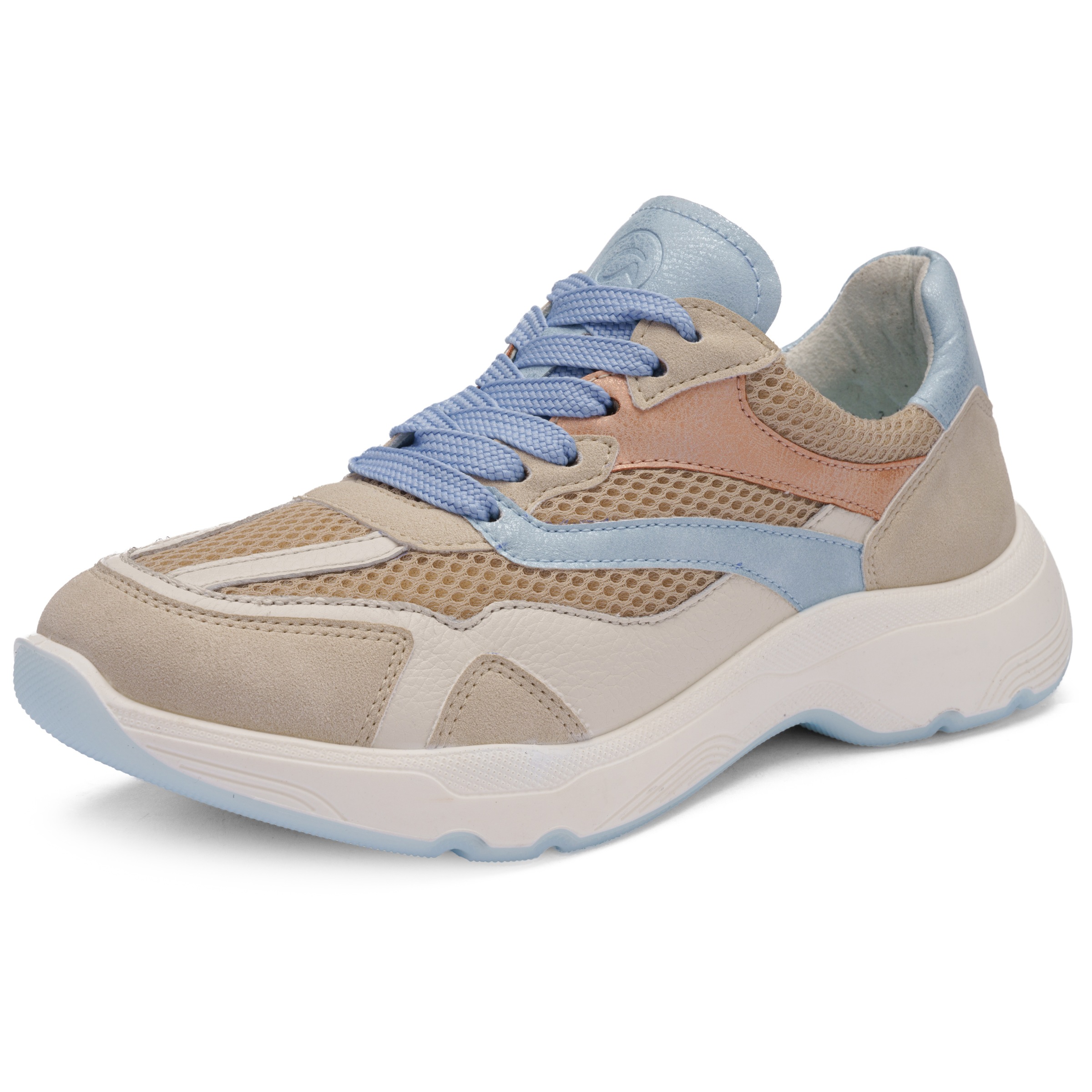 Keilsneaker ARA "BOSTON", Damen, Gr. 40, hellbeige, pastellfarben, Glattleder, Lederimitat, Textil, Schuhe, Freizeitschuh, Halbschuh, Schnürer mit Logoprägung, Weite H 6