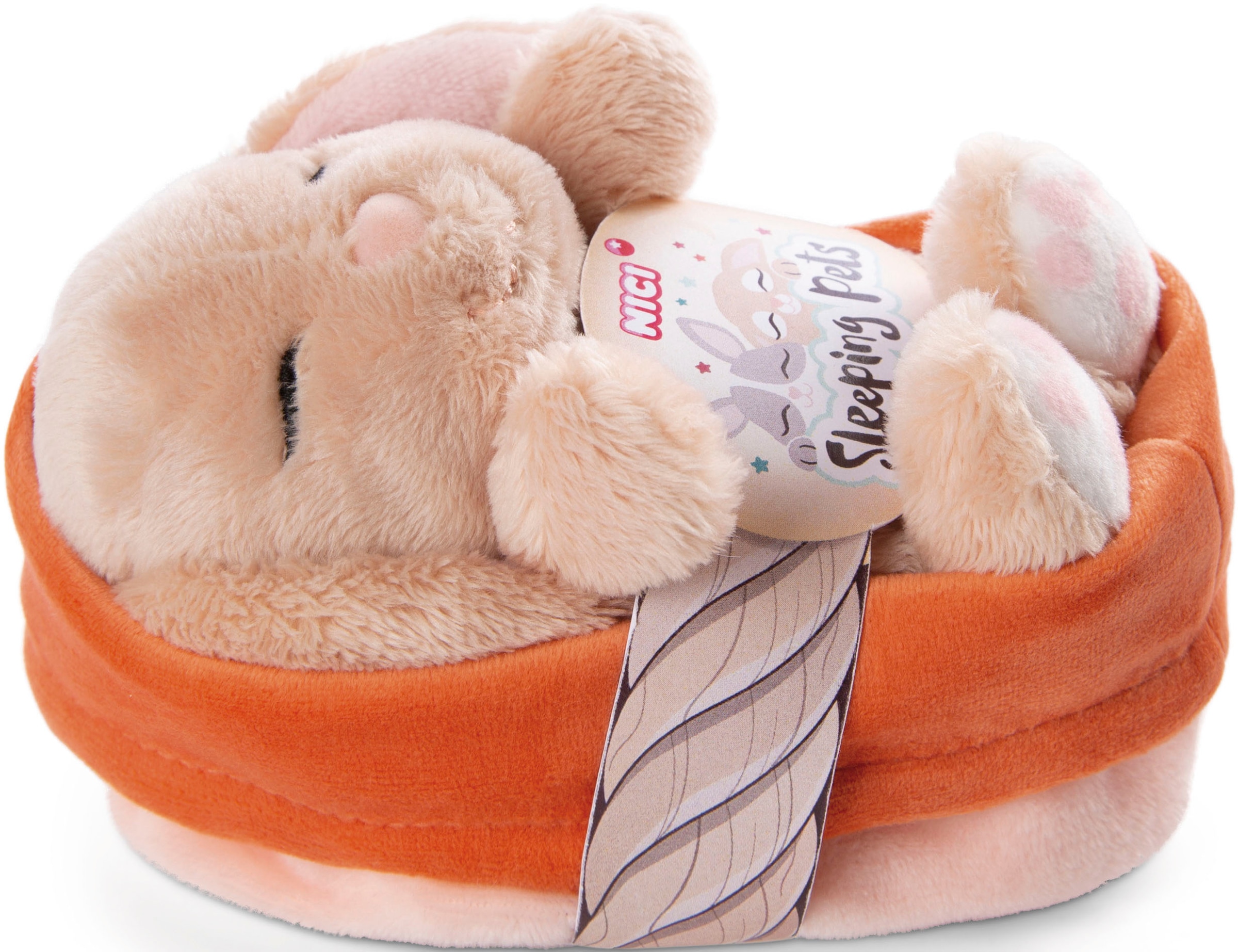 Nici Kuscheltier »Sleeping Pets, Hase karamell, 12 cm«, im Körbchen
