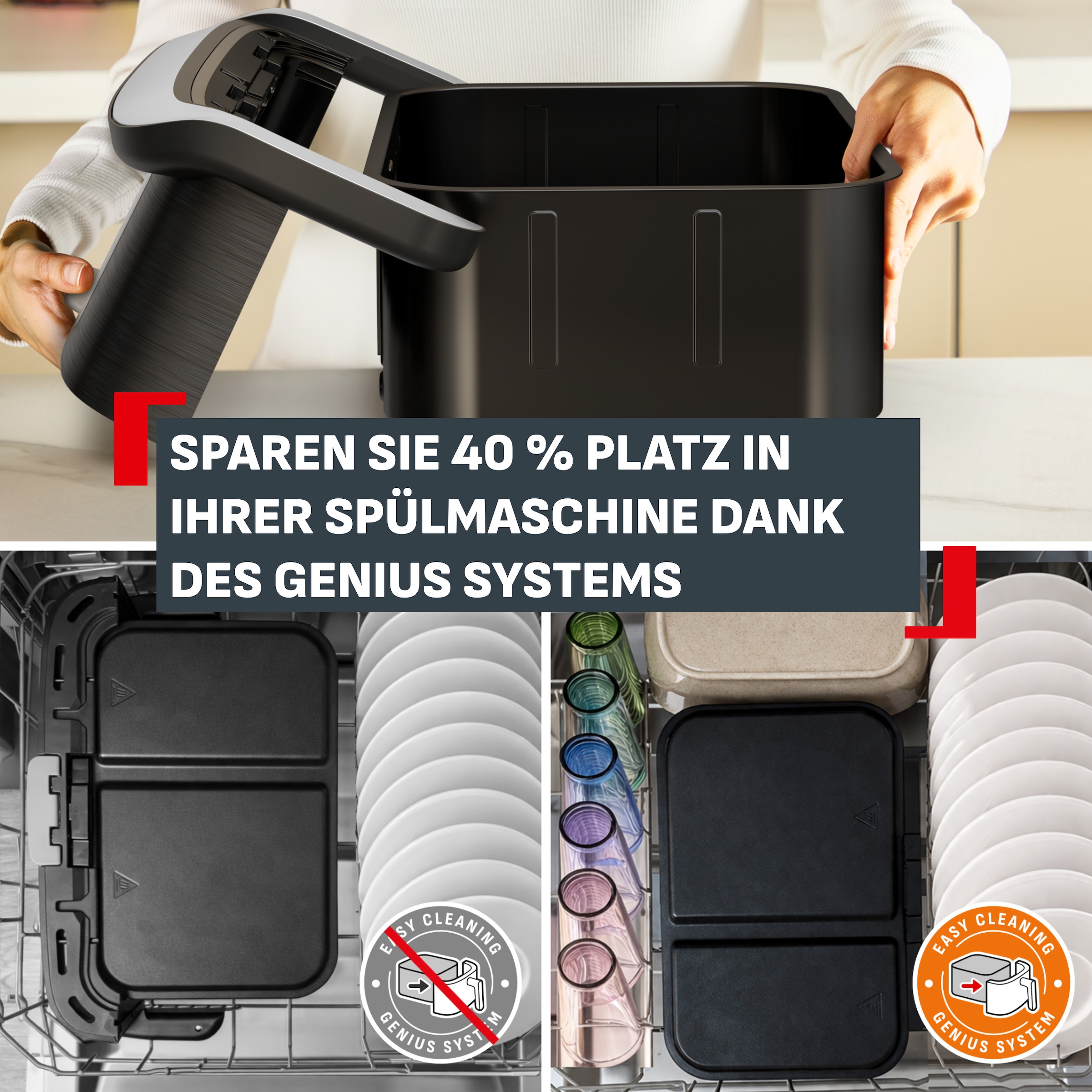 Tefal Heißluftfritteuse »Ever Fry Dual Flex, FlexCook Doppelkammer, XXL Fassungsvermögen« 2700 W bis zu 4x schneller, für bis zu 8 Portionen, EY9288