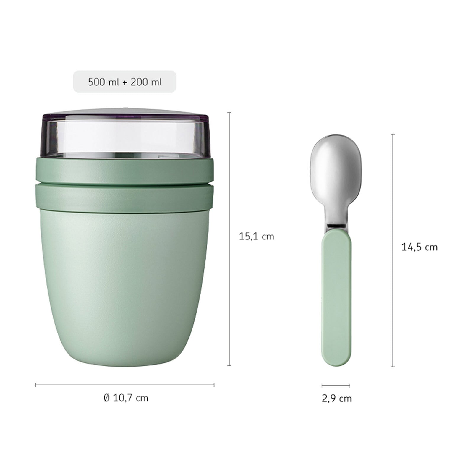 Mepal Lunchbox »Lunchpot + Faltbarer Löffel Ellipse 500 + 200 ml«, (3 tlg.)