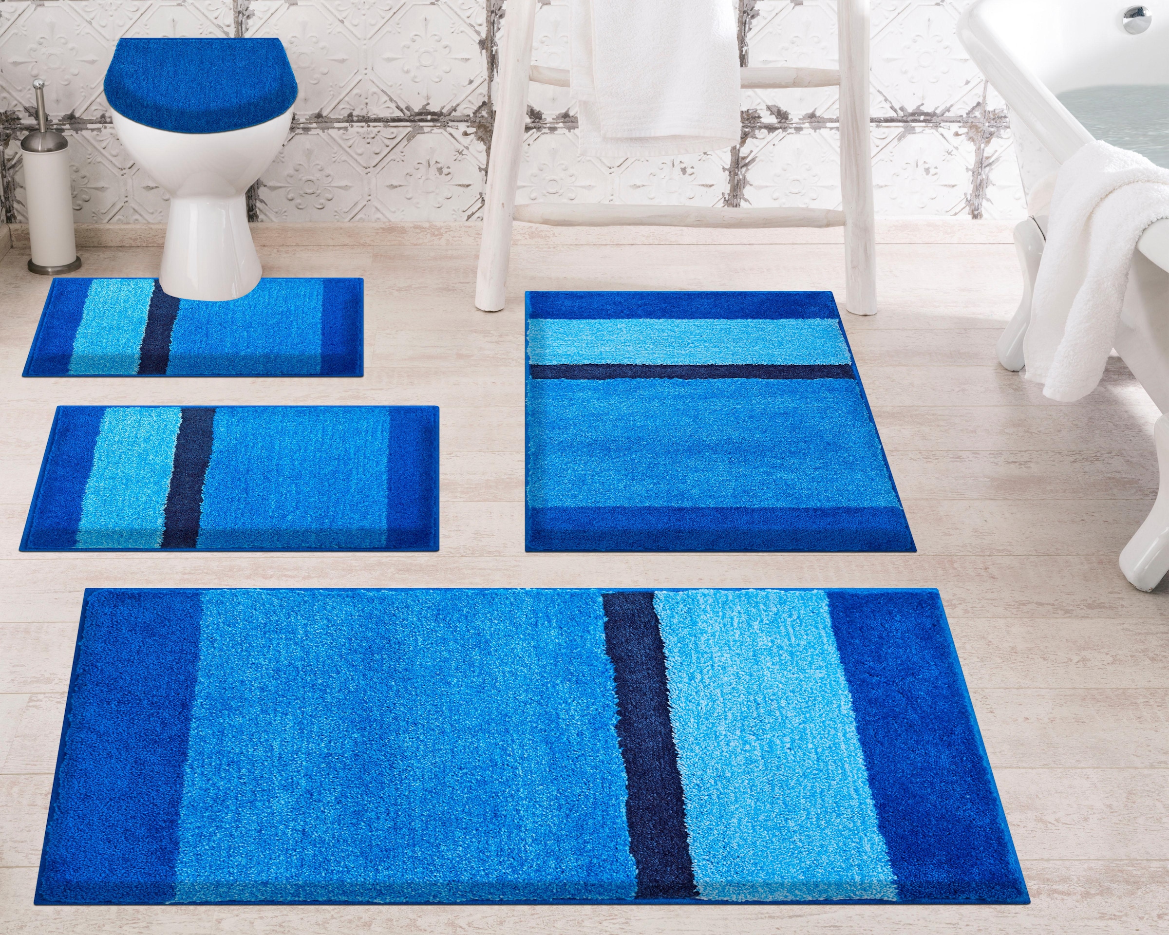 Grund Badematte »Room«, rutschhemmend beschichtet, fußbodenheizungsgeeignet, besonders dichter Flor, Badematte mit Streifen