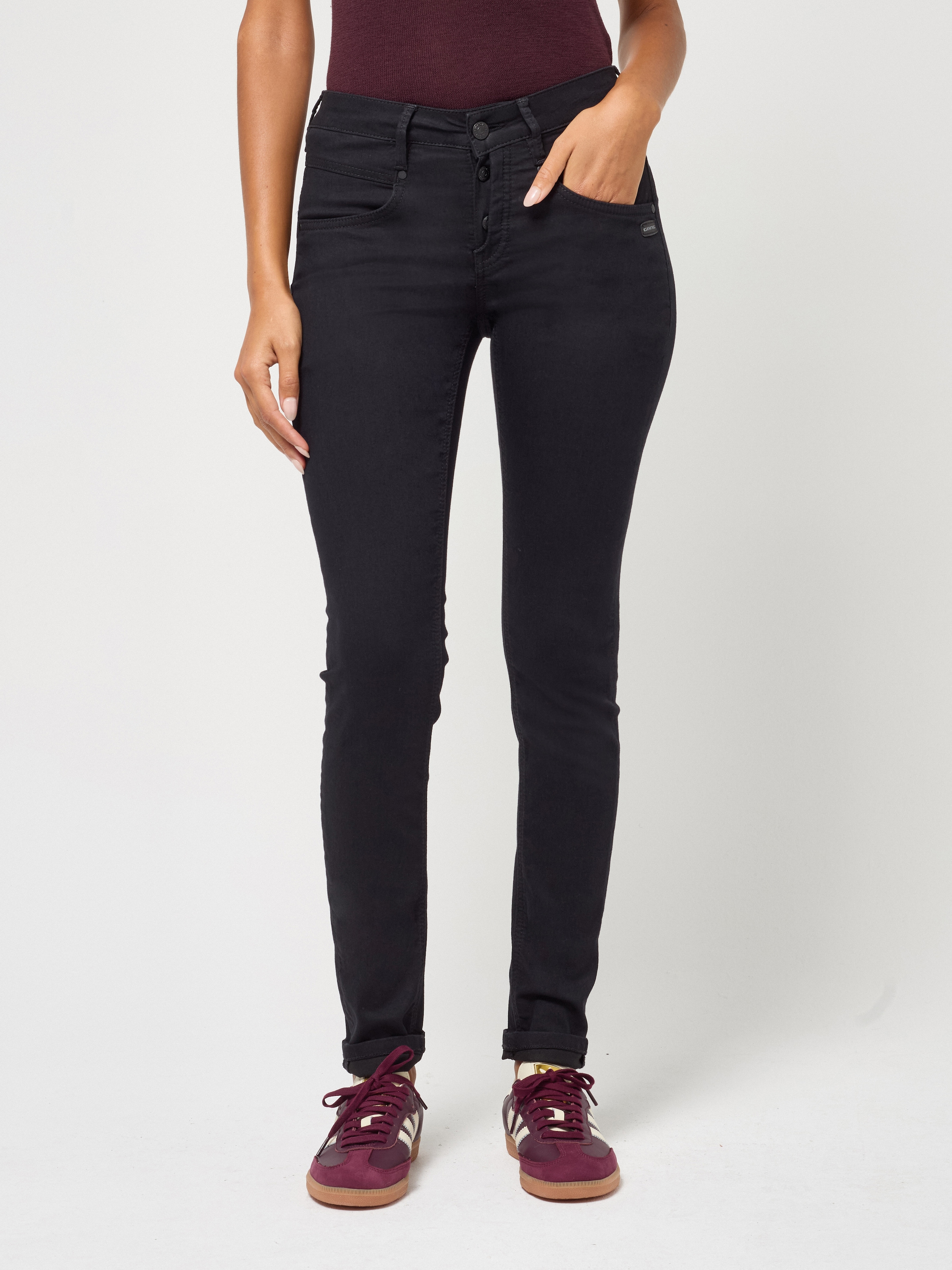 GANG Skinny-fit-Jeans "94MEDINA" mit stylischer halb offener Knopfleiste günstig online kaufen