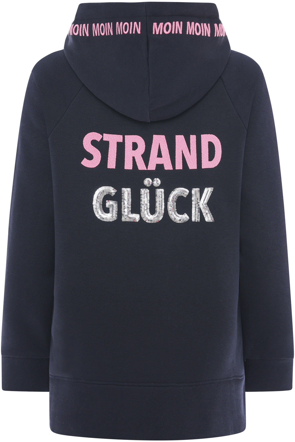 Thumbnail - Zwillingsherz Hoodie ""Strandglück Paillette"", mit Anker-Motiv und "Moin"- Schriftzug