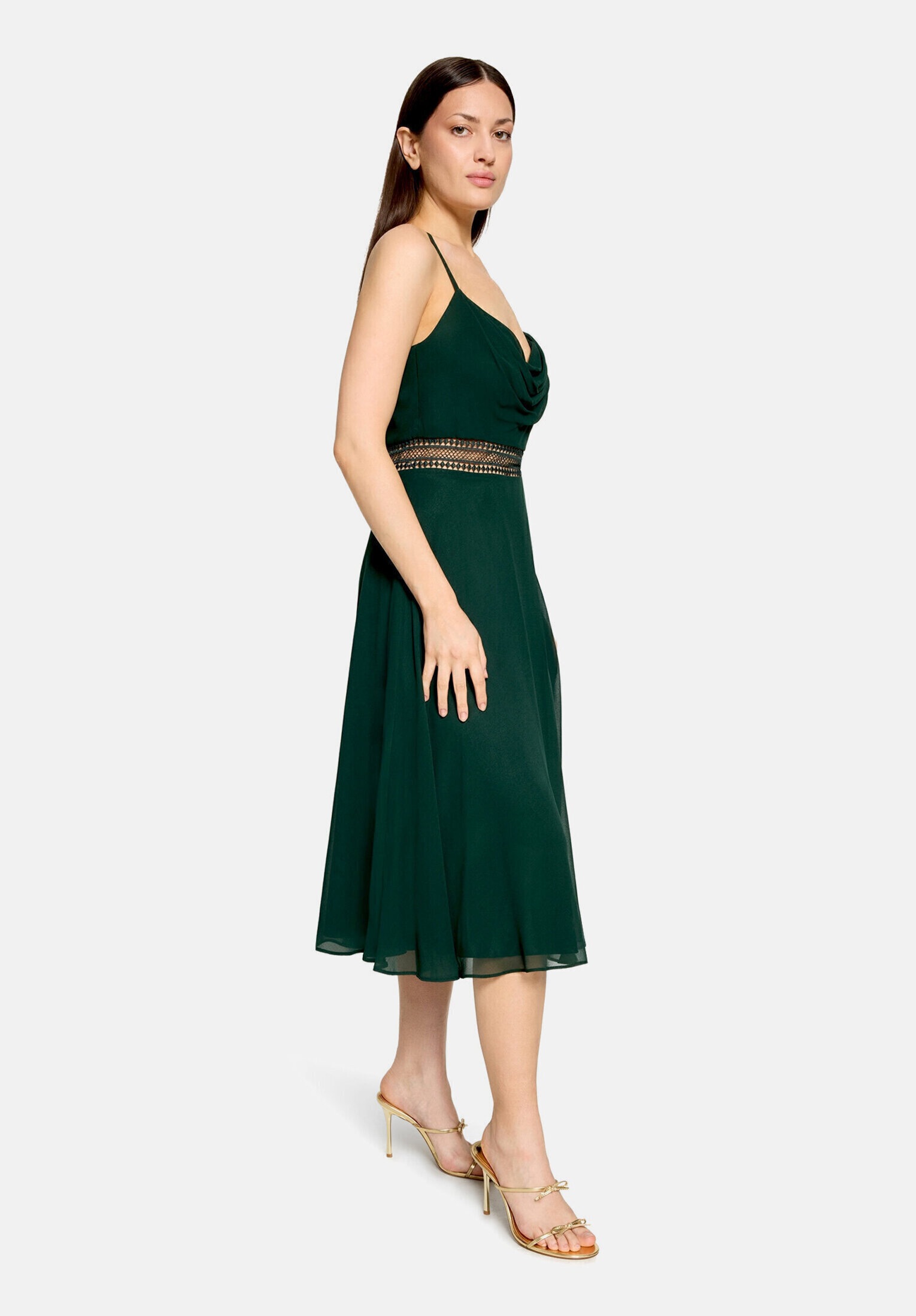 Vera Mont Cocktailkleid "Damen mit Wasserfallausschnitt" Ohne Tasche Stickerei
