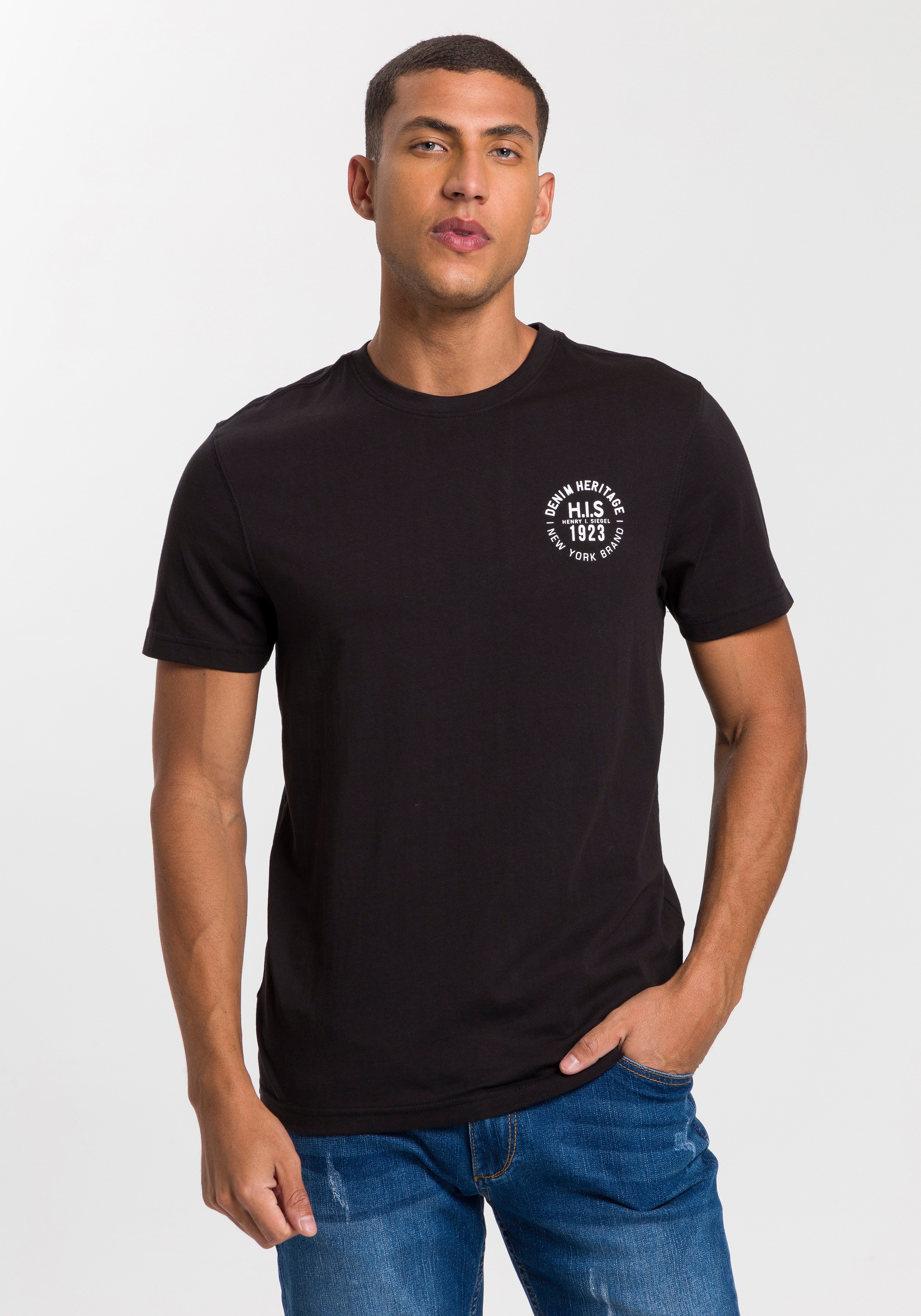 H.I.S T-Shirt Packung, 3er-Pack, 3 Stk. schmal geschnitten, bedrucktes Desi günstig online kaufen