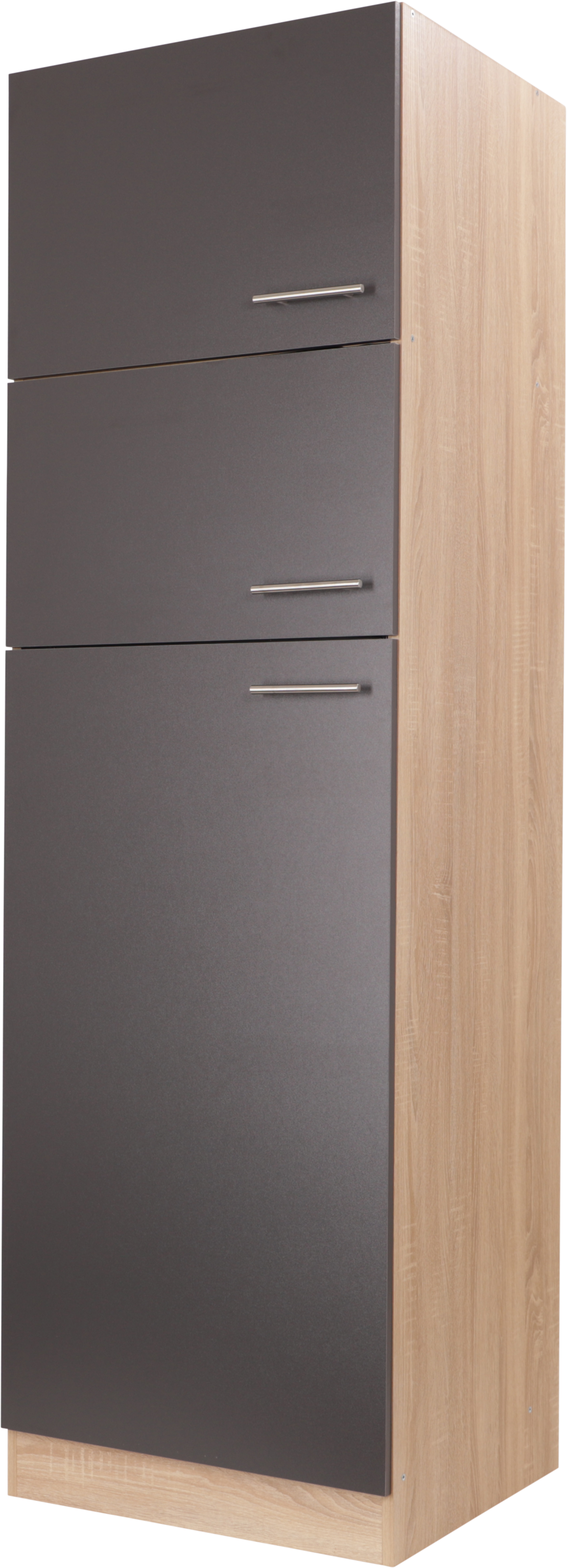 Kühlumbauschrank RESPEKTA, B:30cm H:200cm T:60cmgrau, Schränke, "Merle", Breite 60 cm, Türen wechselseitig anschlagbar, Griffe aus Metall