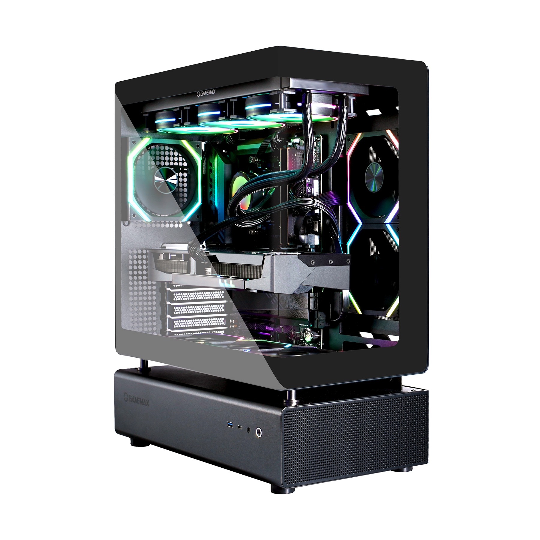 GAMEMAX Gaming-PC »N80 BK 8047 AMD Ryzen 7 9700X 32GB DDR5 1TB SSD RX 9070 XT« Windows 11, DDR5 RAM, Wasserkühlung