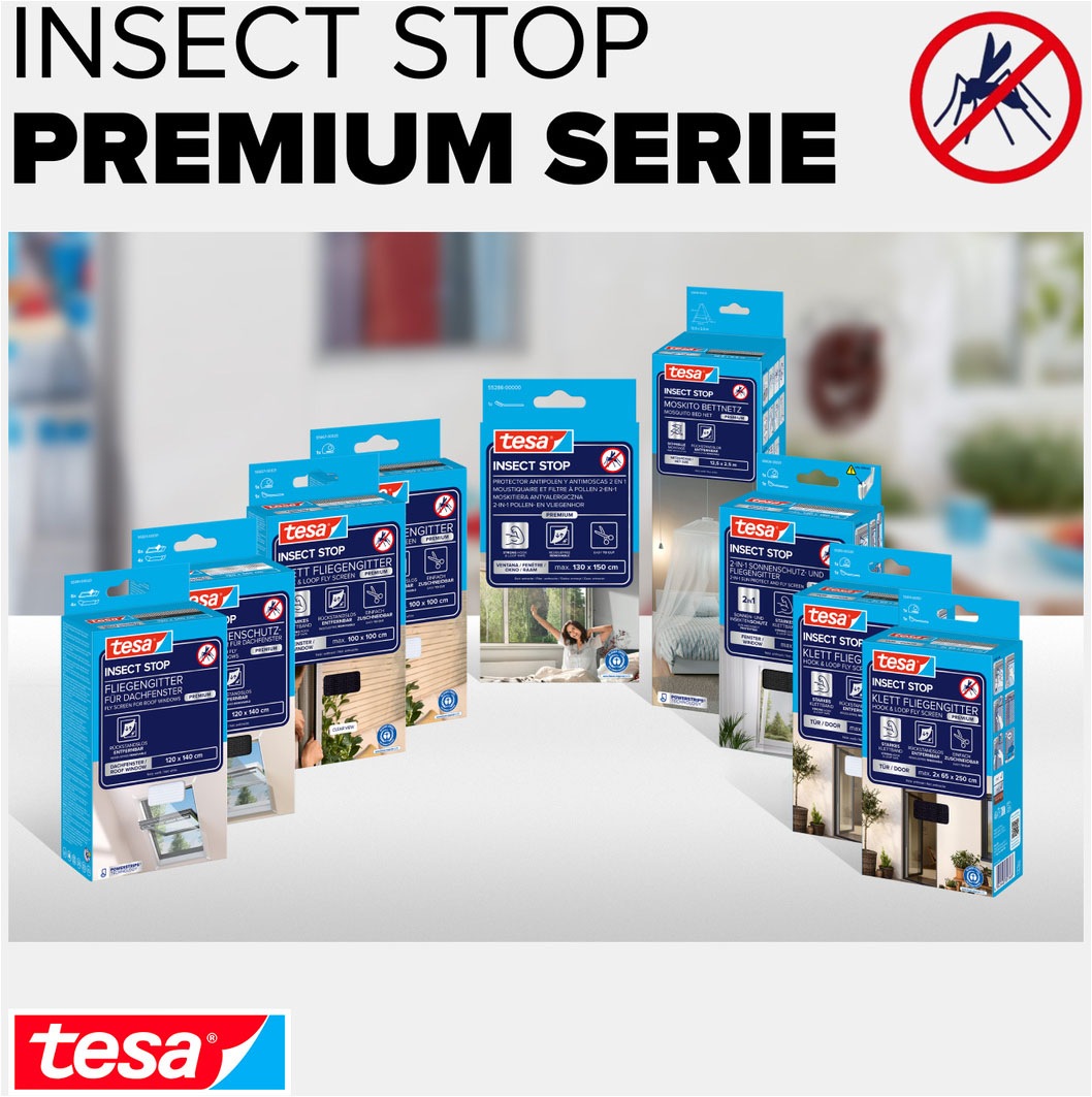 tesa Fliegengitter-Gewebe »für Dachfenster Premium« Packung, Fliegennetz, Klettband, 1 Stk. tlg. mit Klettband, zuschneidbar - Mückenschutz - 120x140 cm