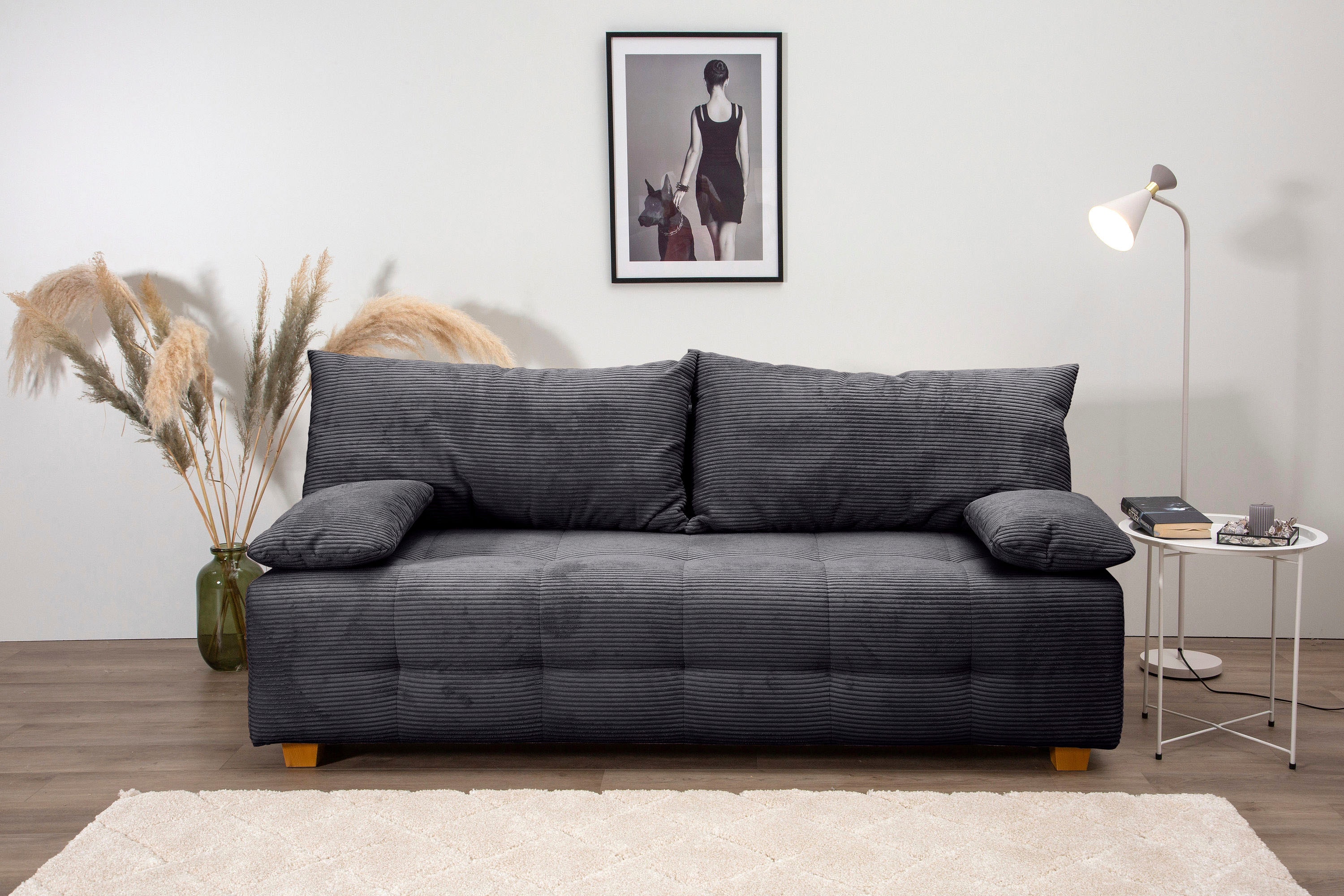 COLLECTION AB Schlafsofa "Bella, B: 196 cm, Liegefl. 145x196 cm" Schlaffunktion, Bettkasten & 2 Armlehnenkissen, Federkern