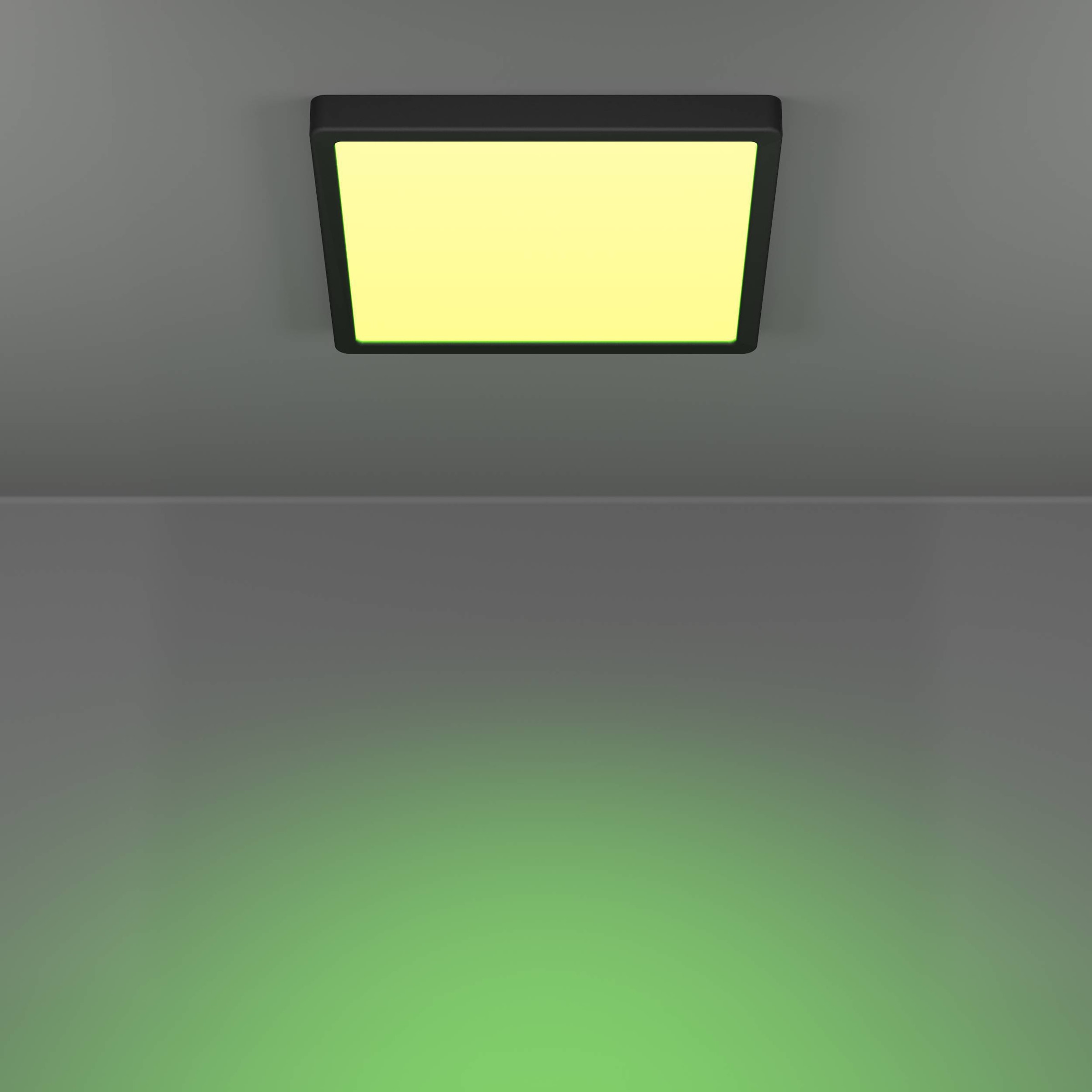 EGLO Aufbauleuchte »Fueva 6-Z Deckenlampe, ZigBee, App und Sprachsteuerung, Badlampe, IP44« LED-Modul 1 Stk. Kaltweiß | RGB Aufbauleuchte - L29,5 x B29,5 x H2,5 cm - schwarz - 13,5W inkl.