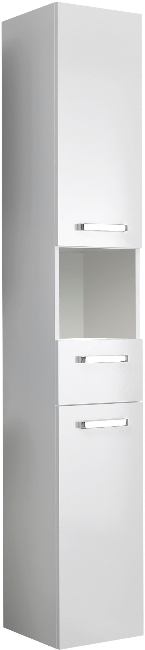 Saphir Badmöbel-Set »Quickset 5-teilig, Waschbeckenunterschrank mit LED-Spiegelschrank«, (Komplett-Set, 5 St.), mit Hochschrank, Unterschrank, Hängeschrank, 9 Türen, inkl. Türdämpfer