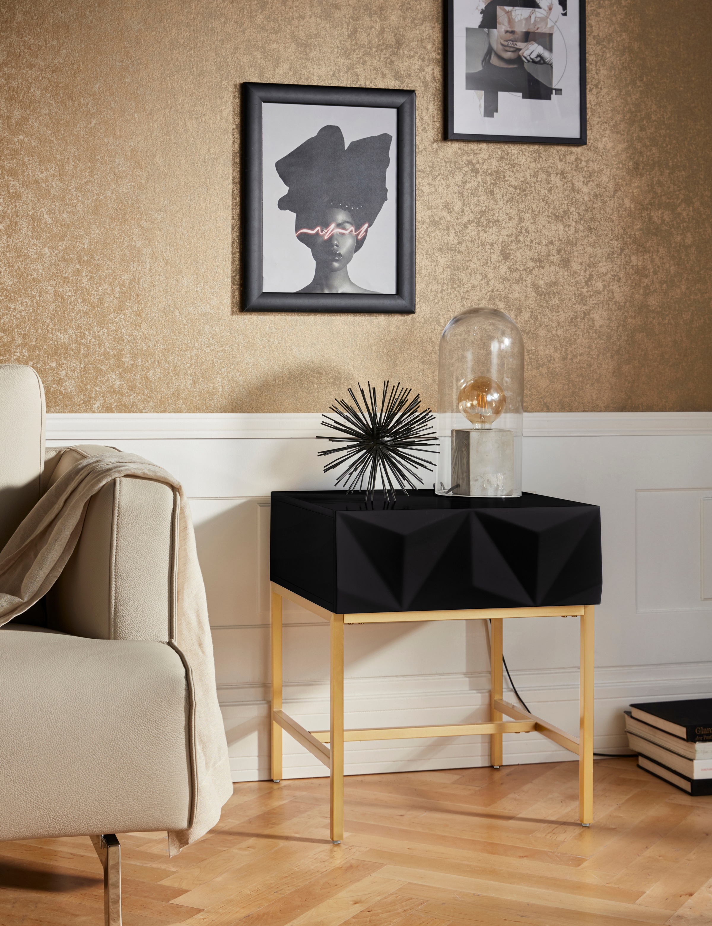 Leonique Beistelltisch "Minfi, TOPSELLER, OTTOs Choice" Schublade mit 3D-Fr günstig online kaufen