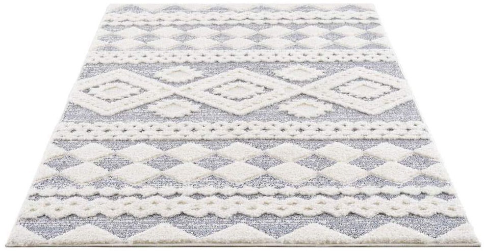 Carpet City Hochflor-Teppich »Focus 3005«, rechteckig, Boho-Teppich, Rauten  Design, besonders weich, 3D-Effekt | BAUR