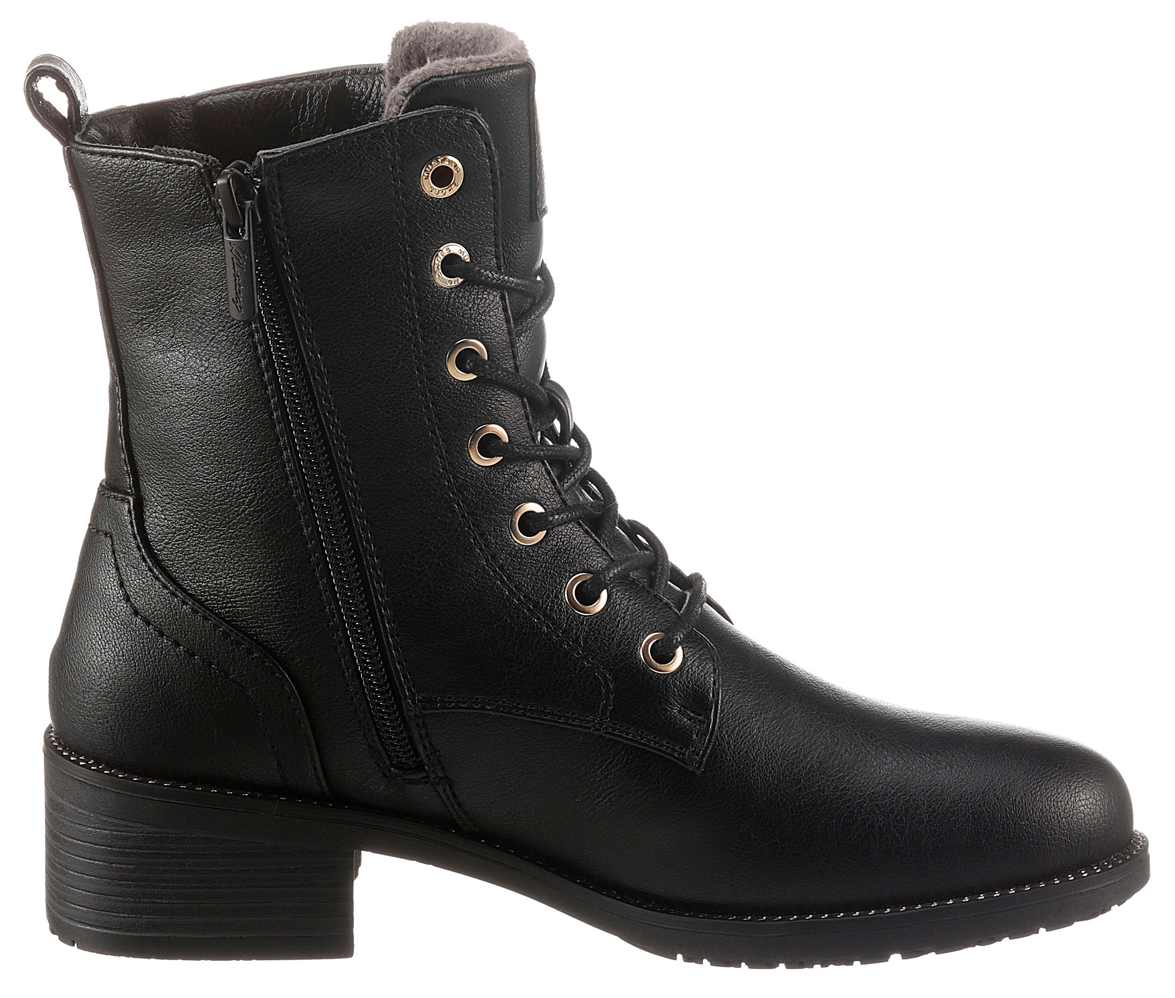 Mustang Shoes Schnürstiefelette, Schnürboots, Blockabsatz, mit praktischem Innenreißverschluss