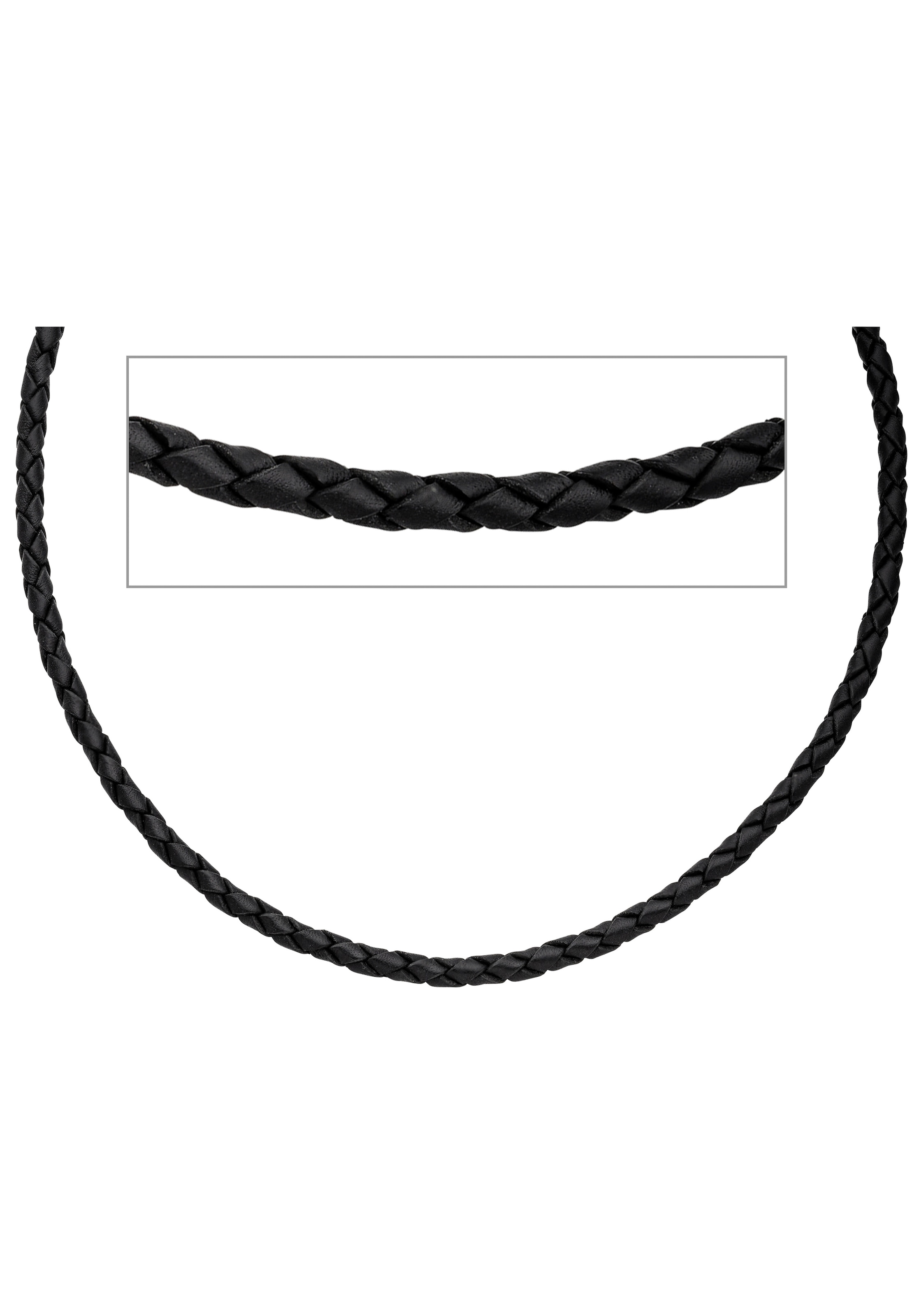 JOBO Kette ohne Anhänger, Leder und 925 Silber 60 cm