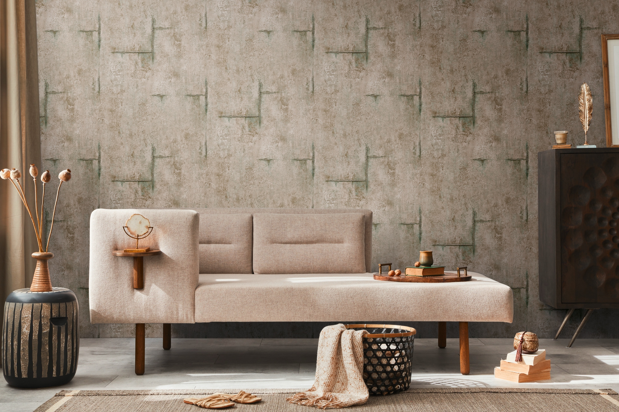 CosmoLiving by Cosmopolitan Vliestapete »Graphite Groove-Edge Betonoptiktapete« matt strukturiert Betonoptik mit modernem Industrial-Charme