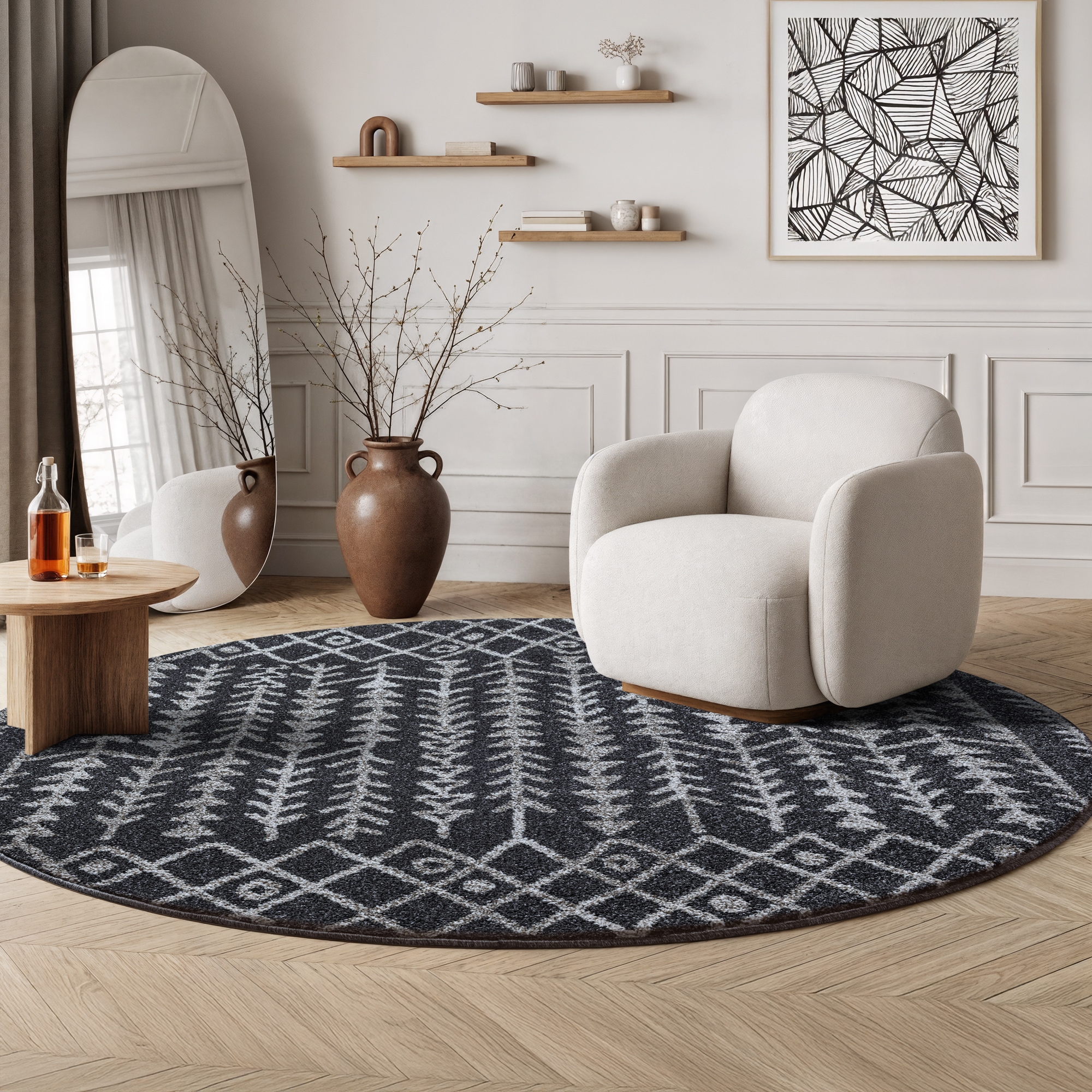 Sanat Teppich "Boho 8204" rund 10 mm Höhe Kurzflor, robust, Boho, Scandic, günstig online kaufen