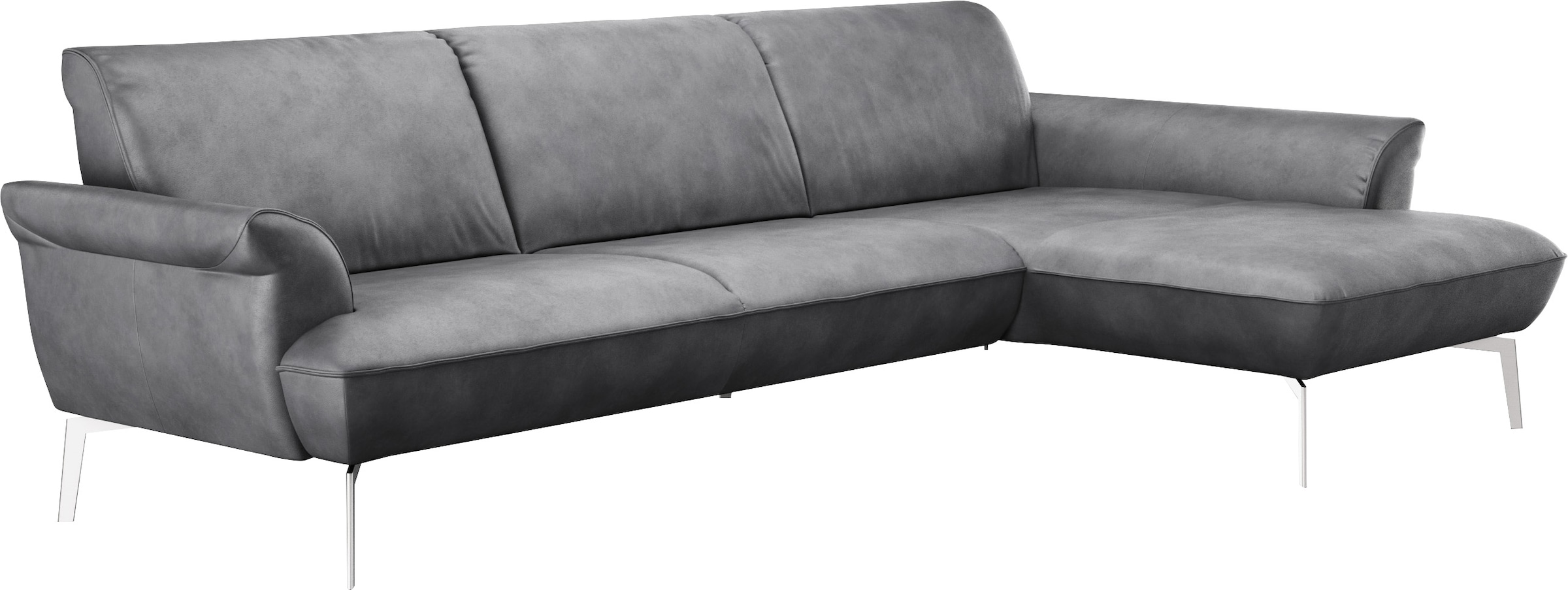 himolla Ecksofa »himolla 9900«, (mit Hocker), Recamiere rechts o. links, Füße Aluminium, mit Hocker